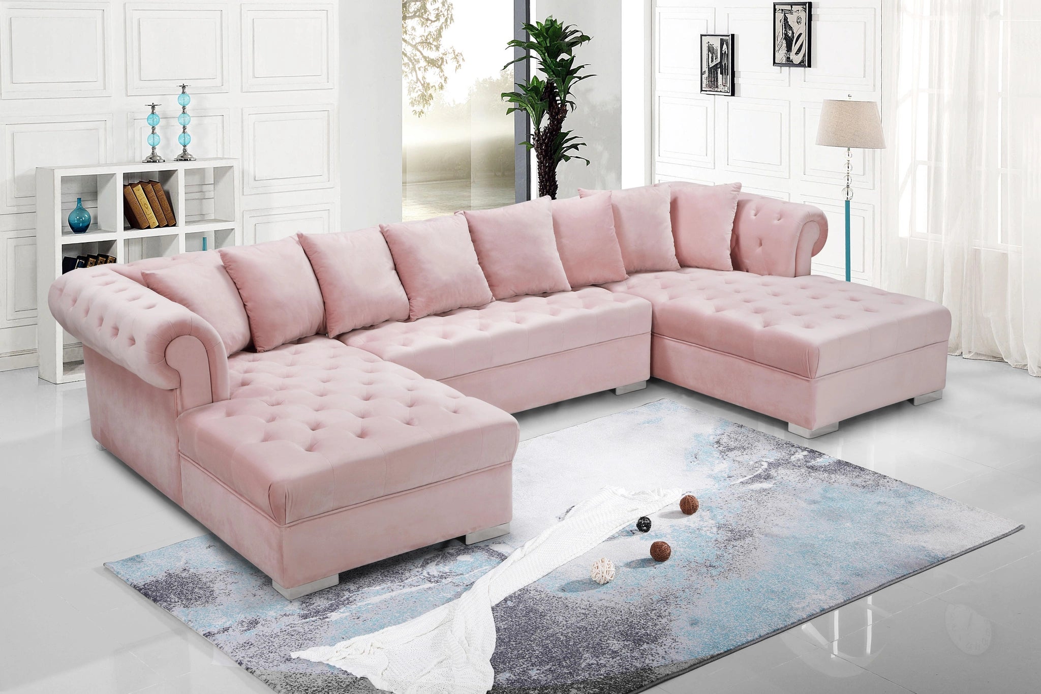 Presley Pink Velvet 3pc. Sectional
