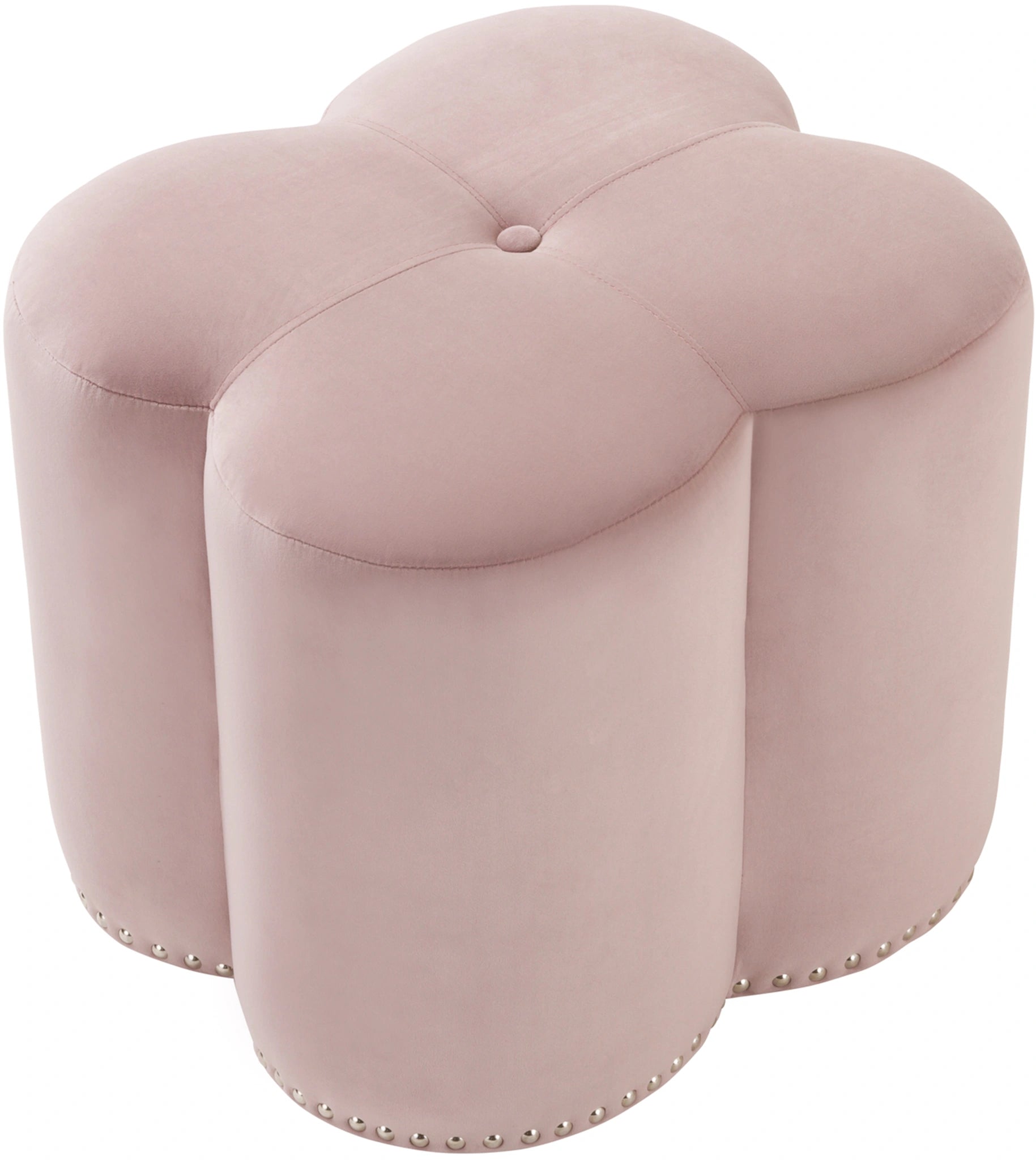 Clover Pink Velvet Ottoman