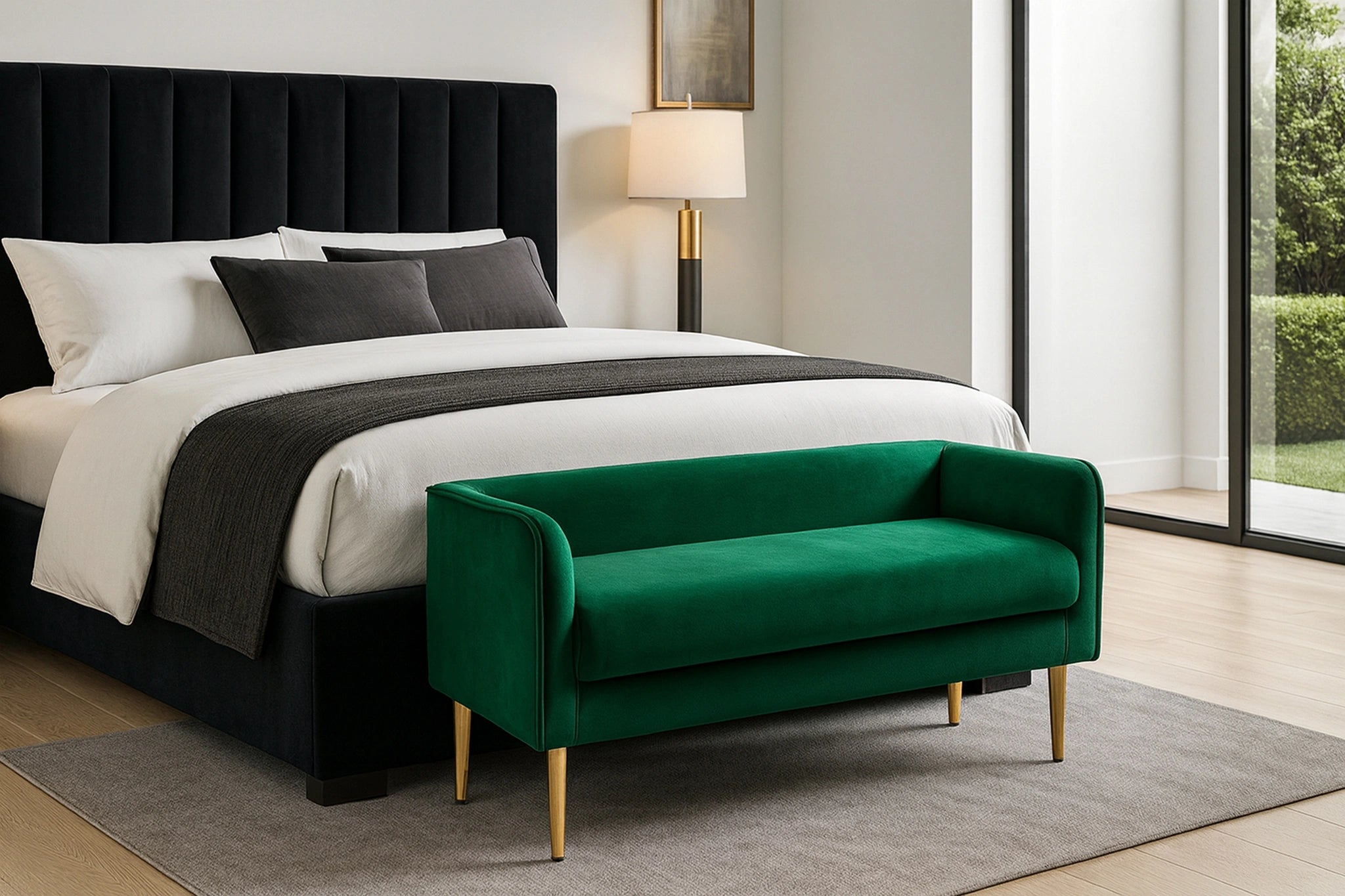 Audrey Green Velvet Bench
