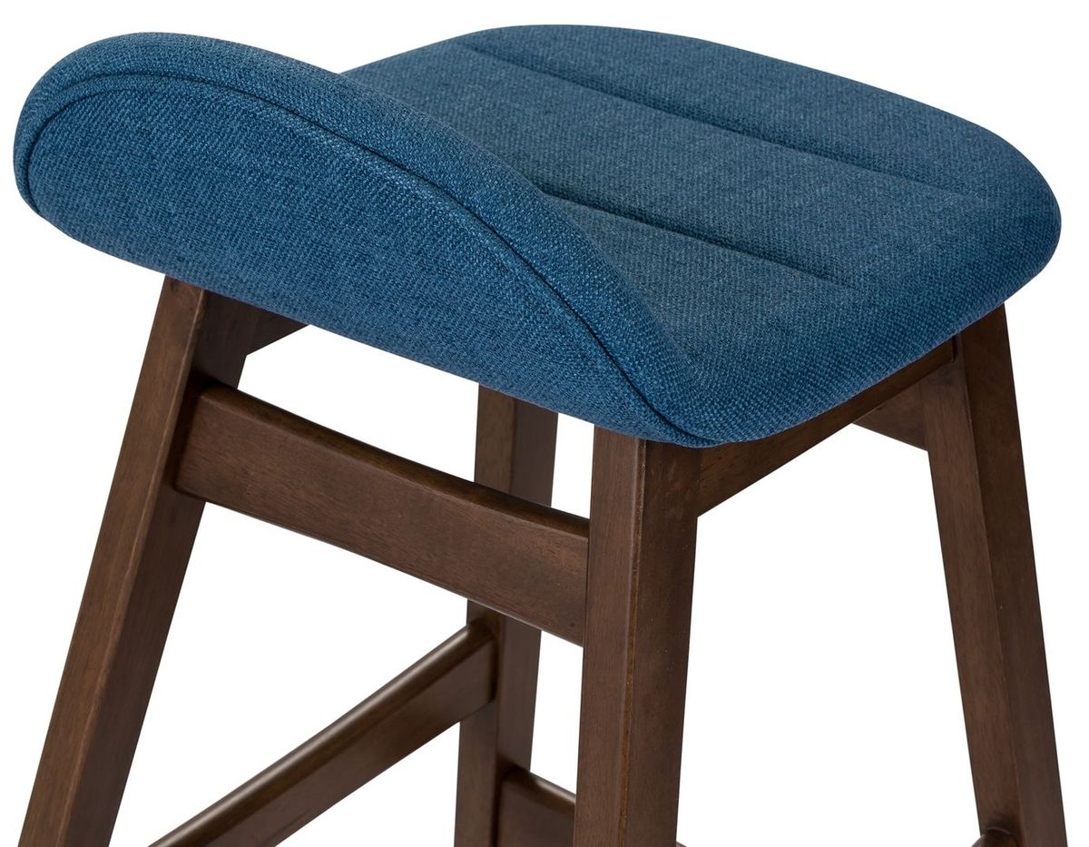 Liberty Furniture Space Saver 24" Counter Chair (Blue) in Satin Walnut (Set of 2) - Luxury Home Furniture (MI)