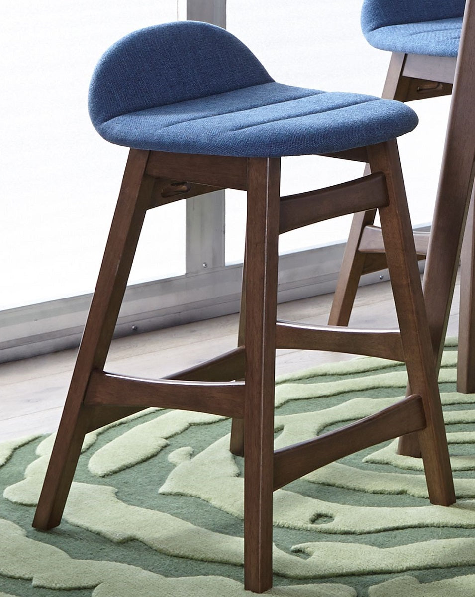 Liberty Furniture Space Saver 24" Counter Chair (Blue) in Satin Walnut (Set of 2) - Luxury Home Furniture (MI)