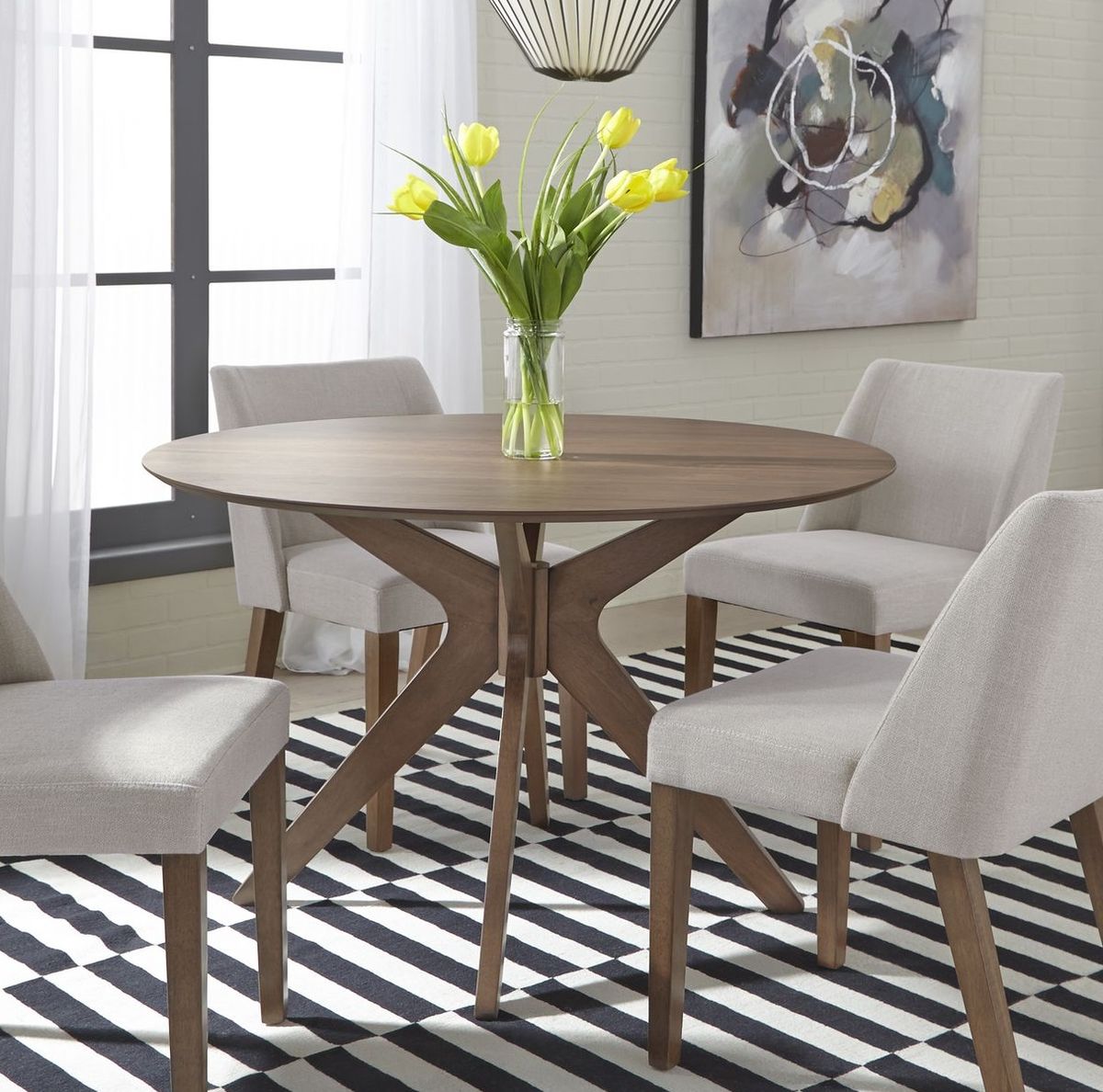 Liberty Furniture Space Saver Round Pedestal Table in Satin Walnut - Luxury Home Furniture (MI)