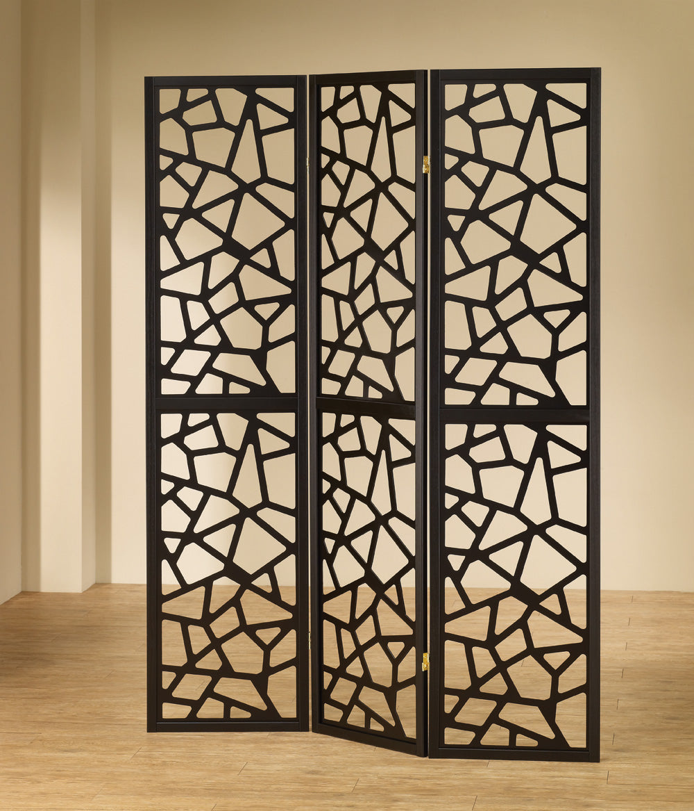 Nailan 3-panel Open Mosaic Pattern Room Divider Black - Luxury Home Furniture (MI)