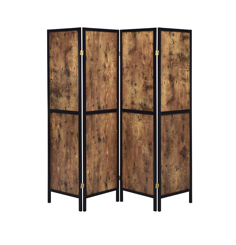Deepika 4-panel Folding Screen Antique Nutmeg and Black - Luxury Home Furniture (MI)