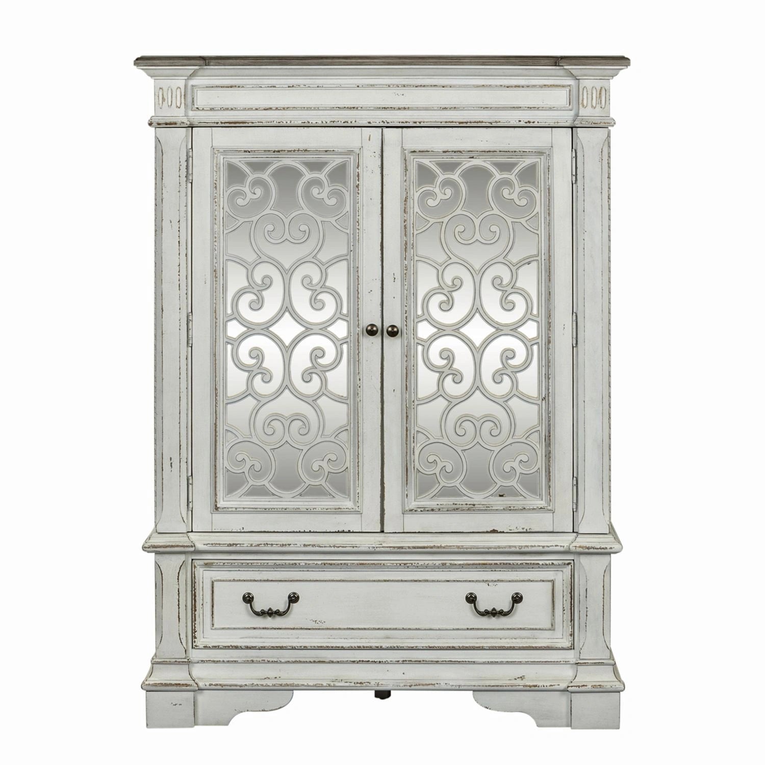 Abbey Park Mirrored Door Chest in Antique White image