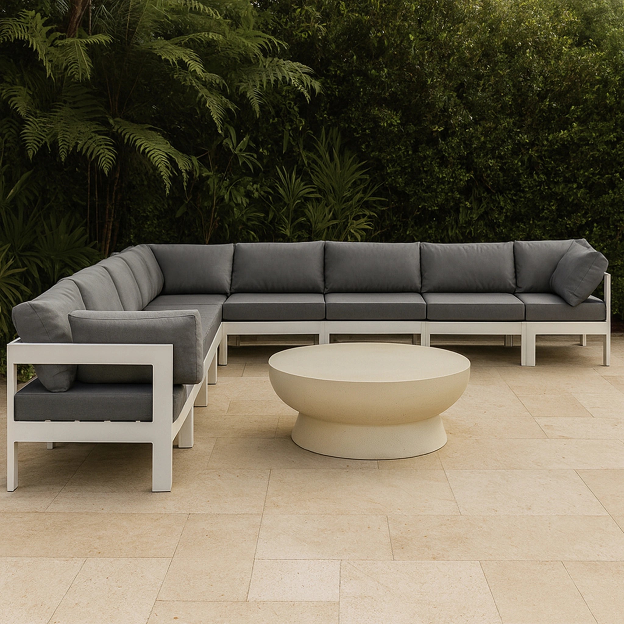 Nizuc Grey Waterproof Fabric Outdoor Patio Modular Sectional