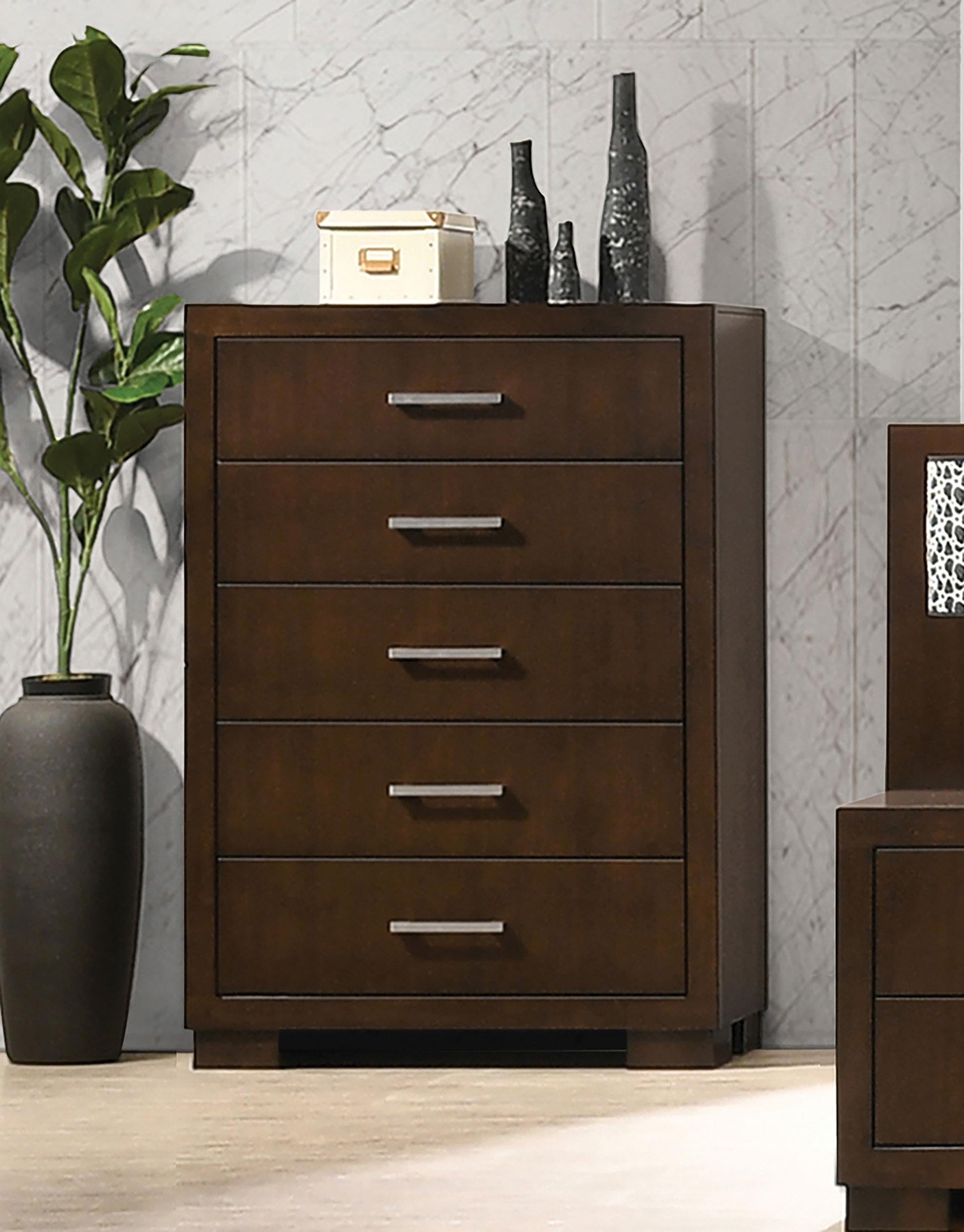 Jessica 5-drawer Chest Cappuccino - Luxury Home Furniture (MI)