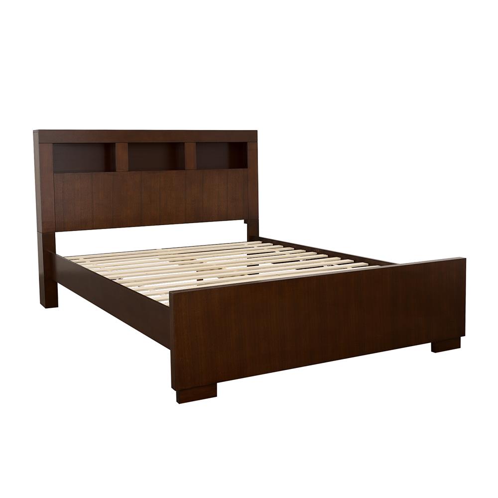 Jessica California King, E.king, & Queen Bed with Storage Headboard Cappuccino - Luxury Home Furniture (MI)