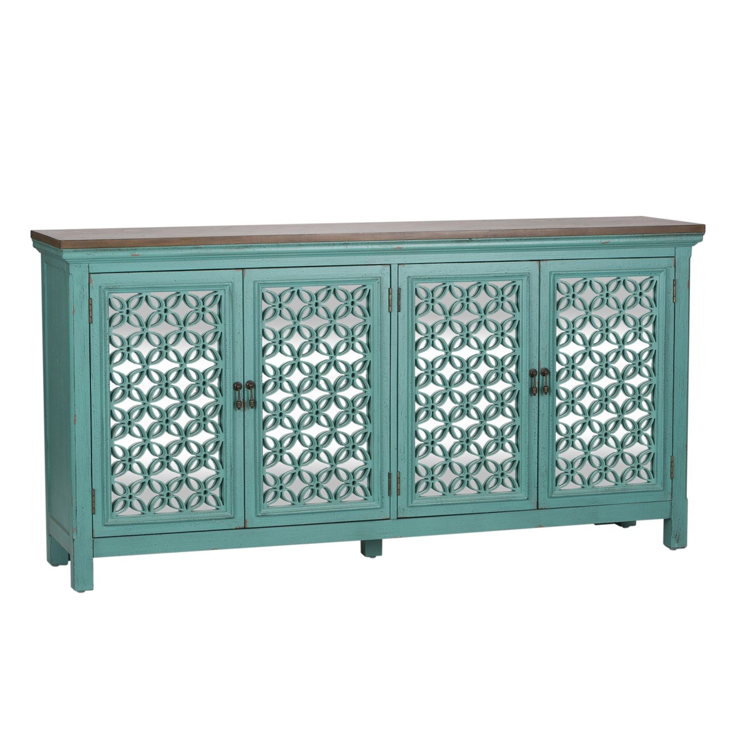 Kensington 4 Door Accent Cabinet in Turquoise - Luxury Home Furniture (MI)