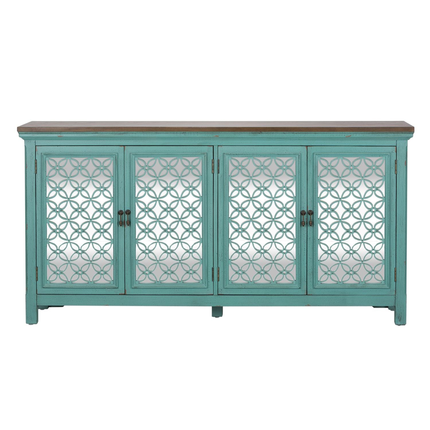 Kensington 4 Door Accent Cabinet in Turquoise - Luxury Home Furniture (MI)
