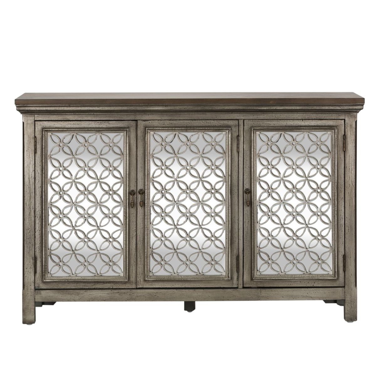 Liberty Furniture Westridge 3 Door Accent Cabinet in Wire Brushed Gray and White - Luxury Home Furniture (MI)