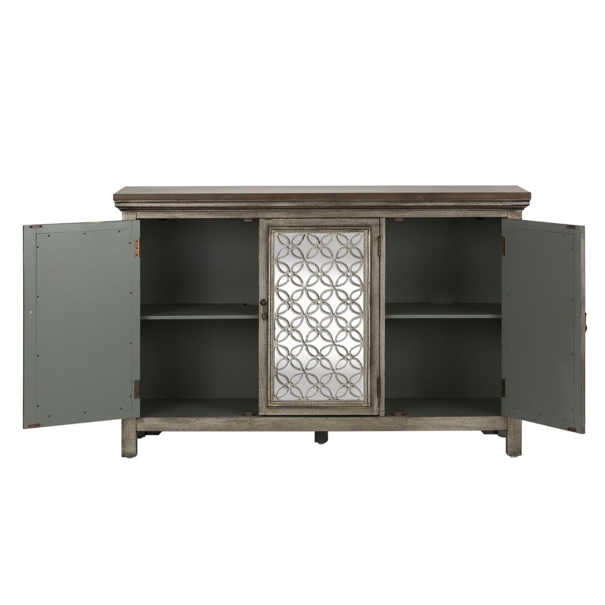 Liberty Furniture Westridge 3 Door Accent Cabinet in Wire Brushed Gray and White - Luxury Home Furniture (MI)