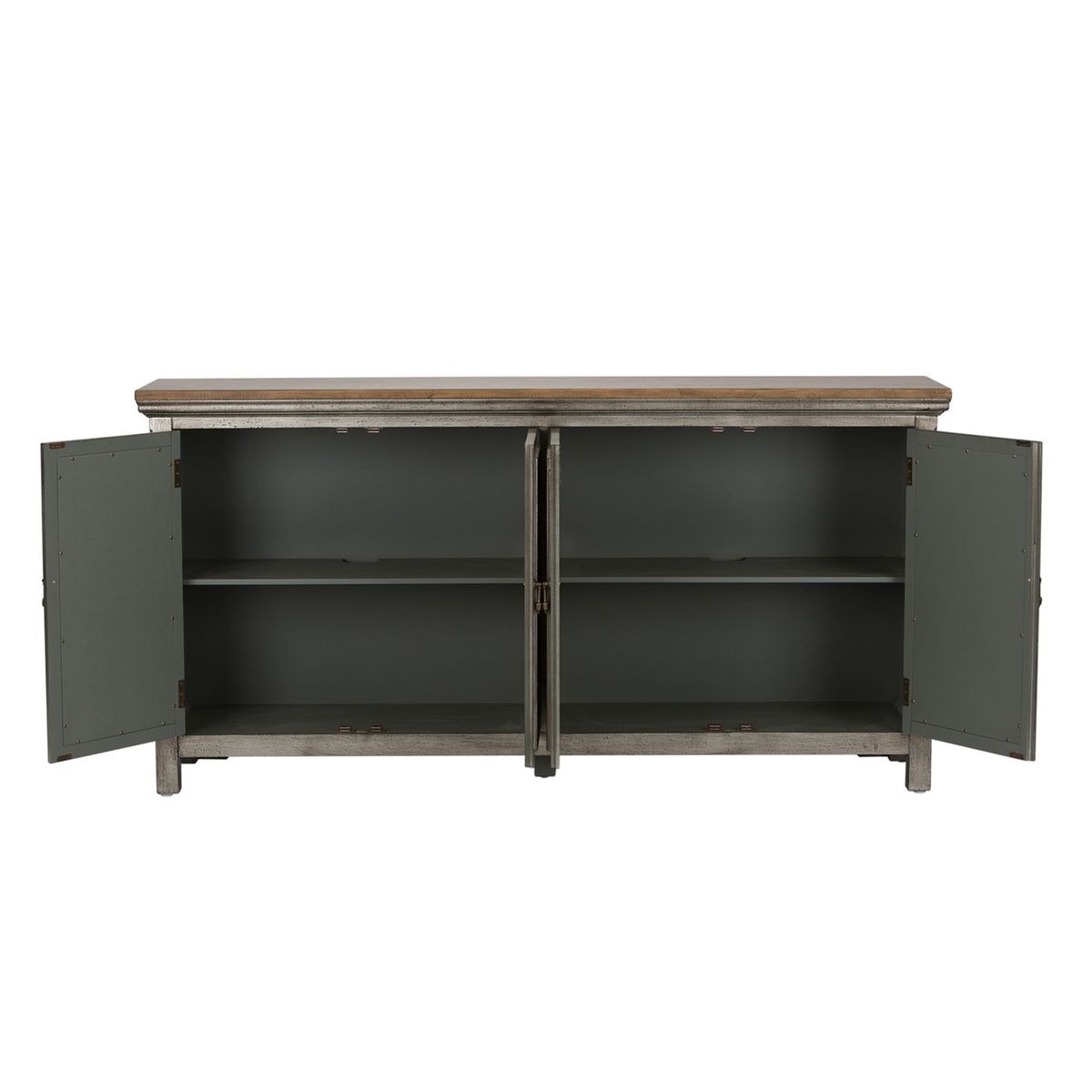 Liberty Furniture Westridge 4 Door Accent Cabinet in Wire Brushed Gray and White - Luxury Home Furniture (MI)