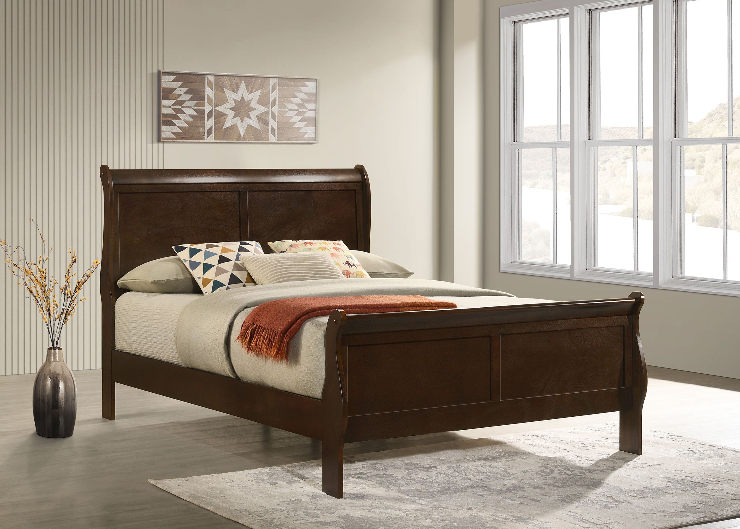 Louis Philippe Sleigh Panel Bed - Luxury Home Furniture (MI)