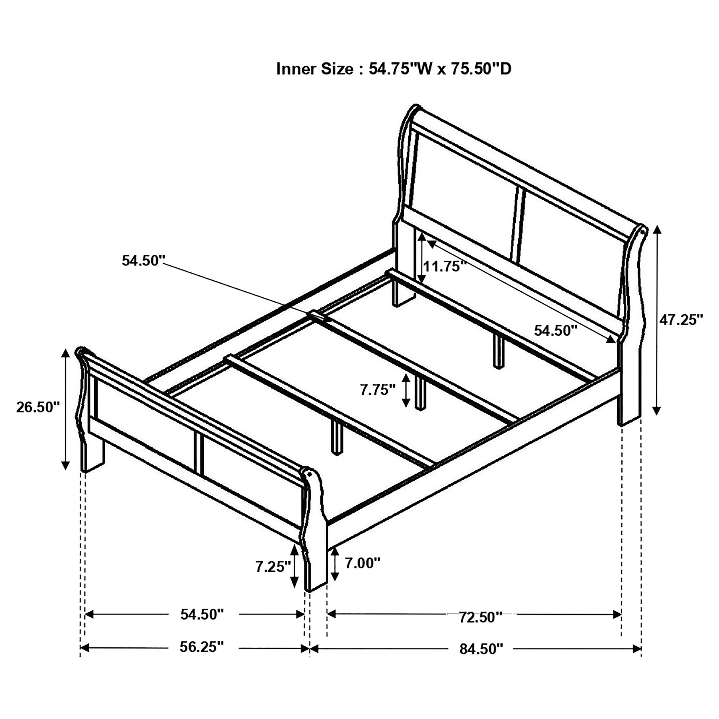 Louis Philippe Sleigh Panel Bed - Luxury Home Furniture (MI)