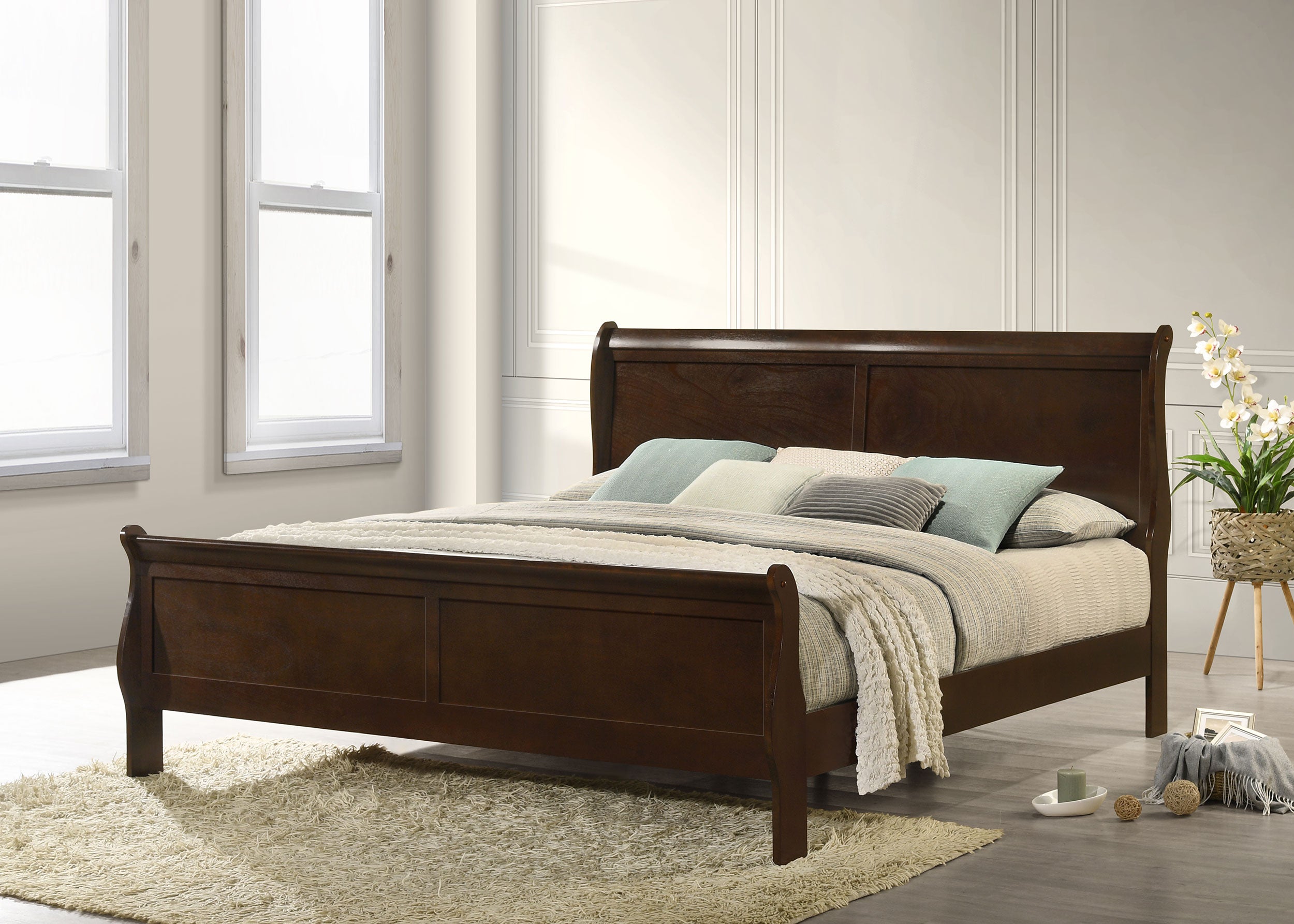 Louis Philippe Sleigh Panel Bed - Luxury Home Furniture (MI)