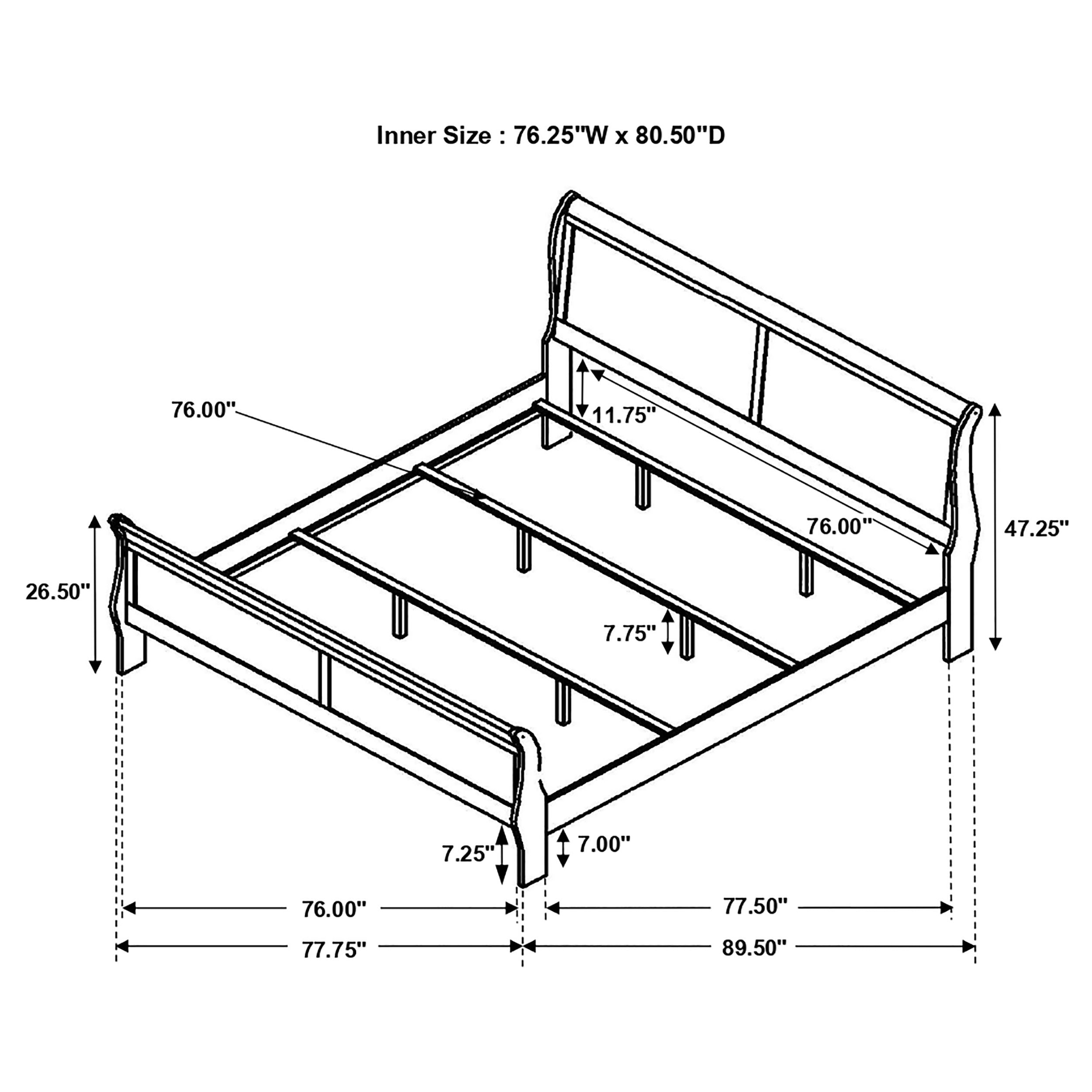 Louis Philippe Sleigh Panel Bed - Luxury Home Furniture (MI)