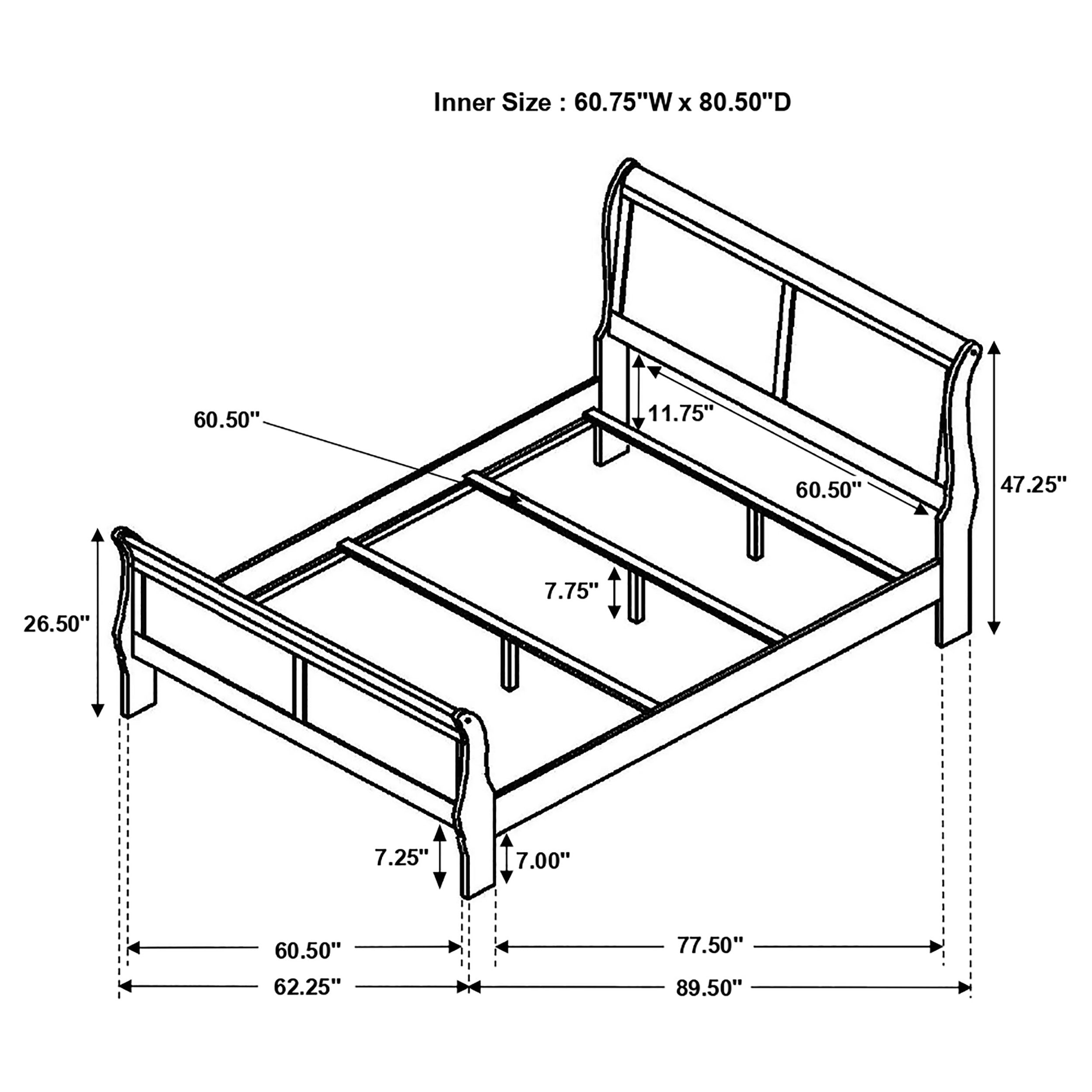 Louis Philippe Sleigh Panel Bed - Luxury Home Furniture (MI)
