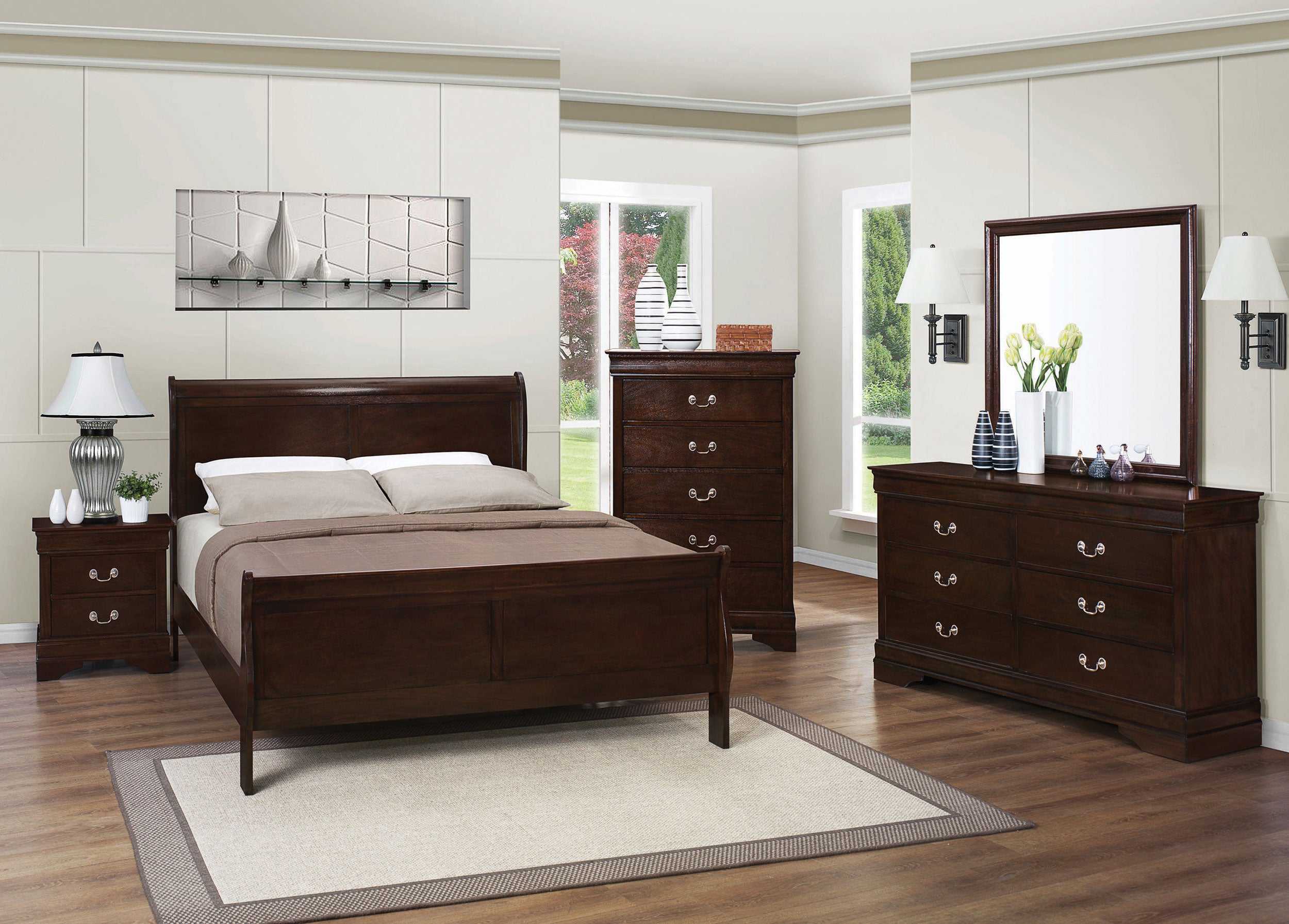 Louis Philippe Sleigh Panel Bed - Luxury Home Furniture (MI)