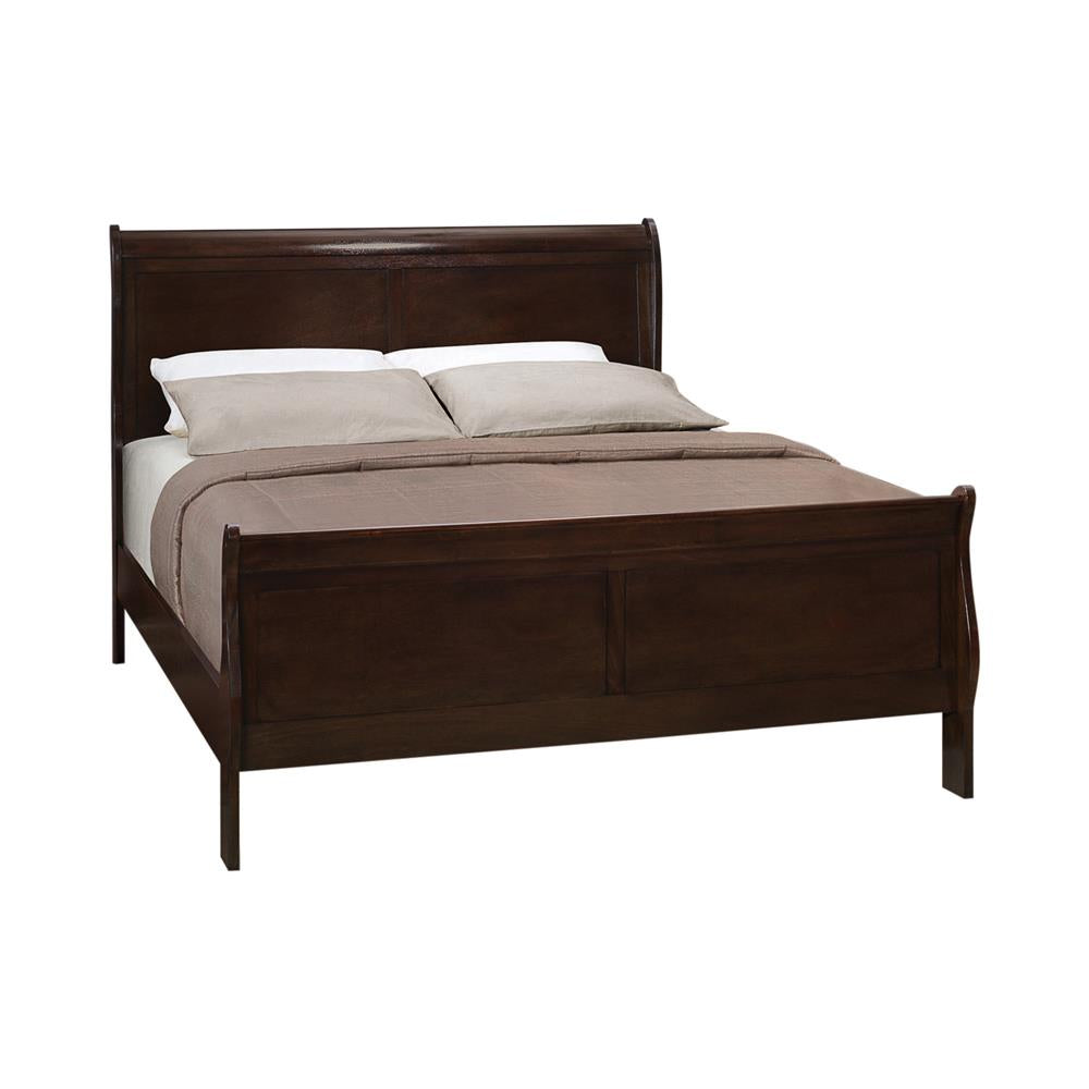 Louis Philippe Eastern King & Queen Panel Sleigh Bed Cappuccino - Luxury Home Furniture (MI)