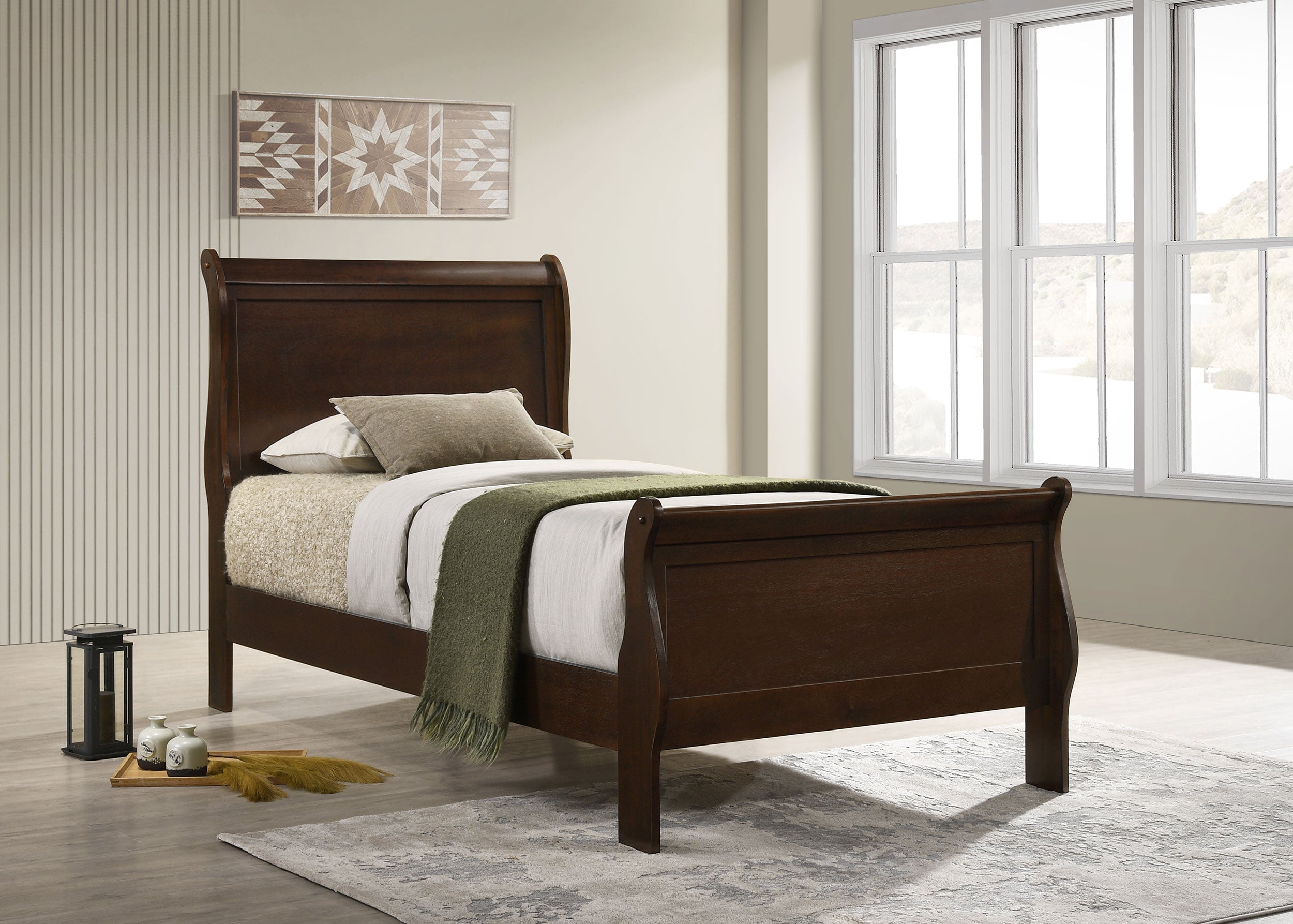 Louis Philippe Sleigh Panel Bed - Luxury Home Furniture (MI)