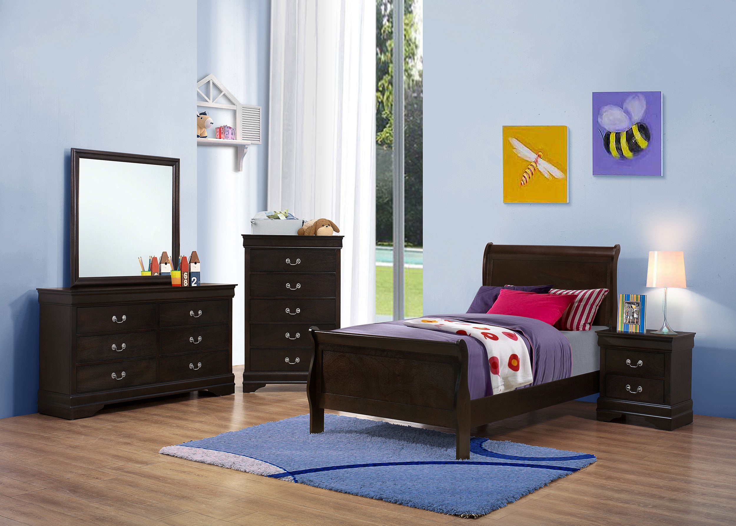 Louis Philippe Sleigh Panel Bed - Luxury Home Furniture (MI)