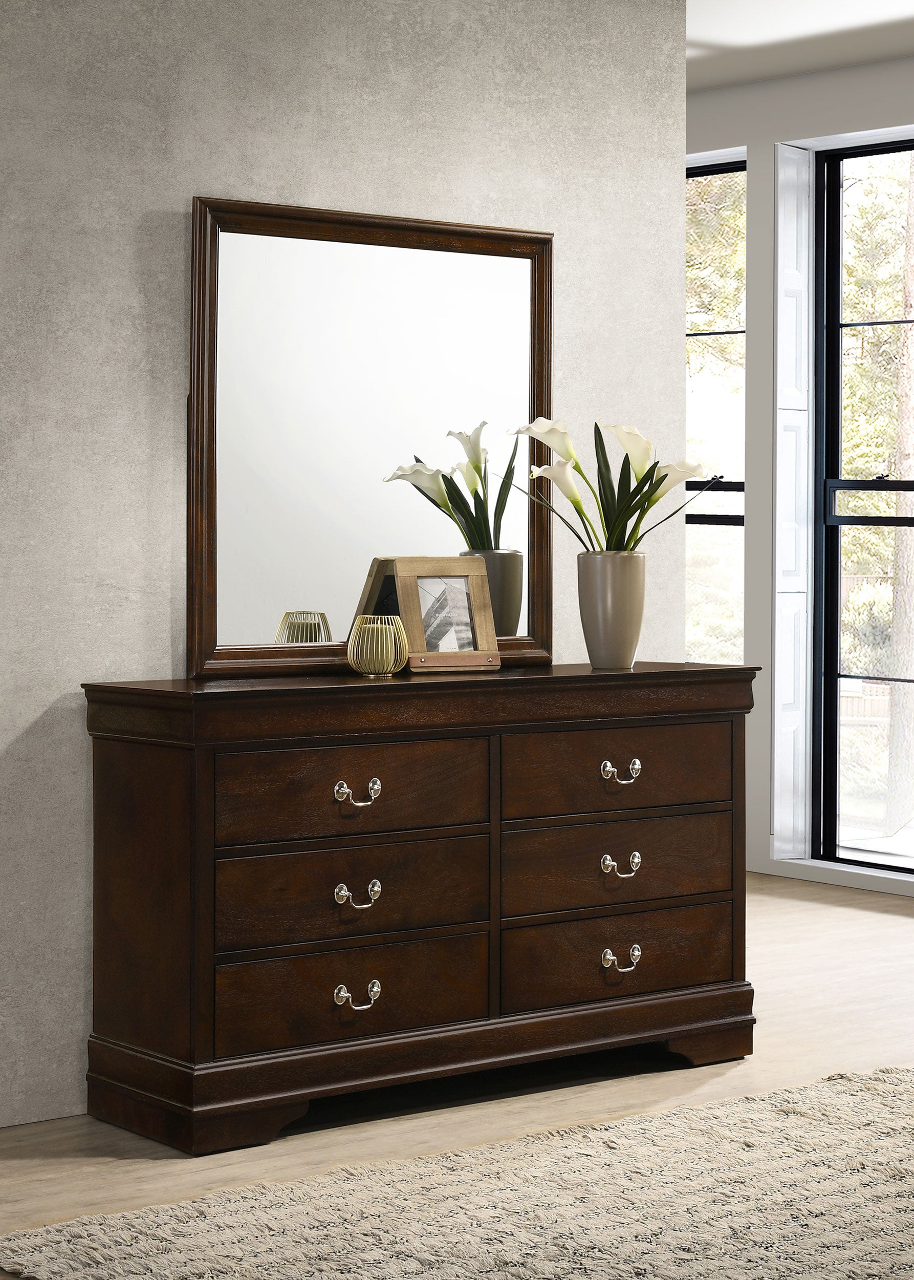 Louis Philippe Dresser with Mirror - Luxury Home Furniture (MI)