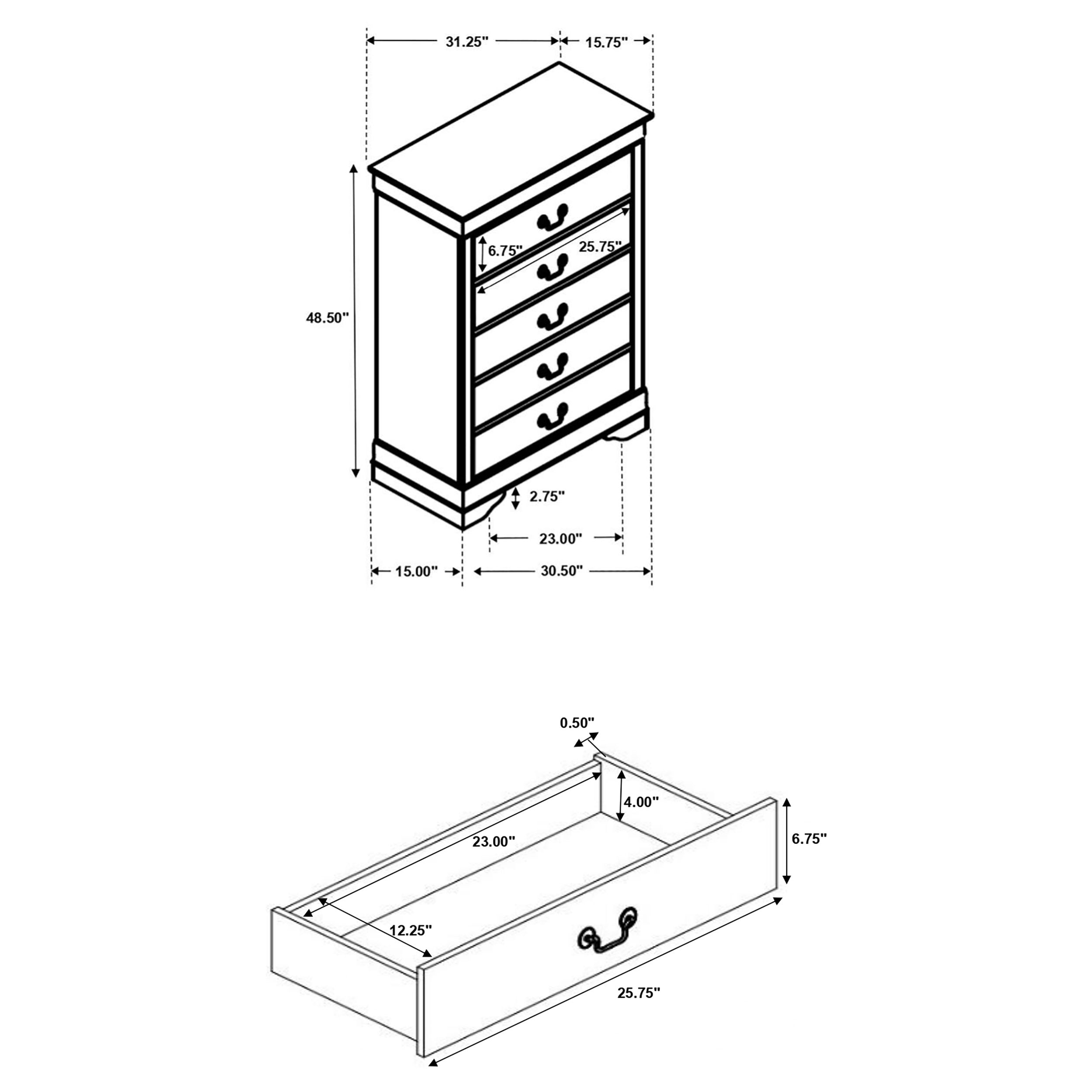 Louis Philippe Chest of Drawers - Luxury Home Furniture (MI)