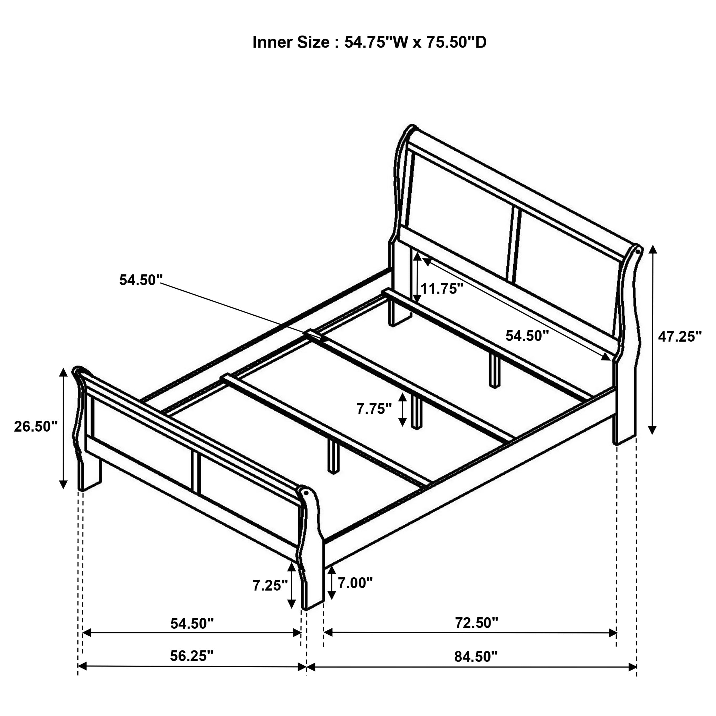 Louis Philippe Sleigh Panel Bed - Luxury Home Furniture (MI)