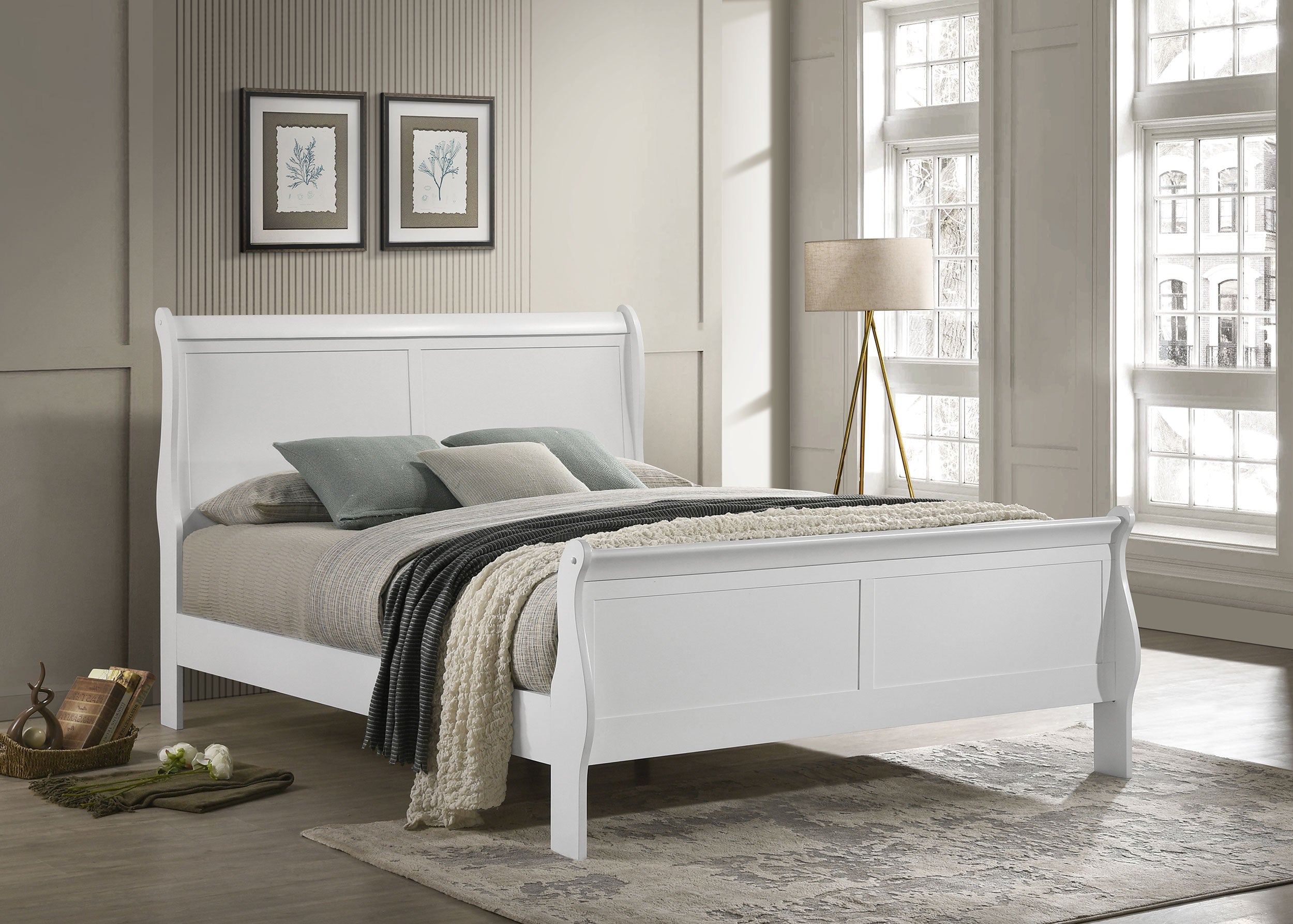 Louis Philippe Sleigh Panel Bed - Luxury Home Furniture (MI)