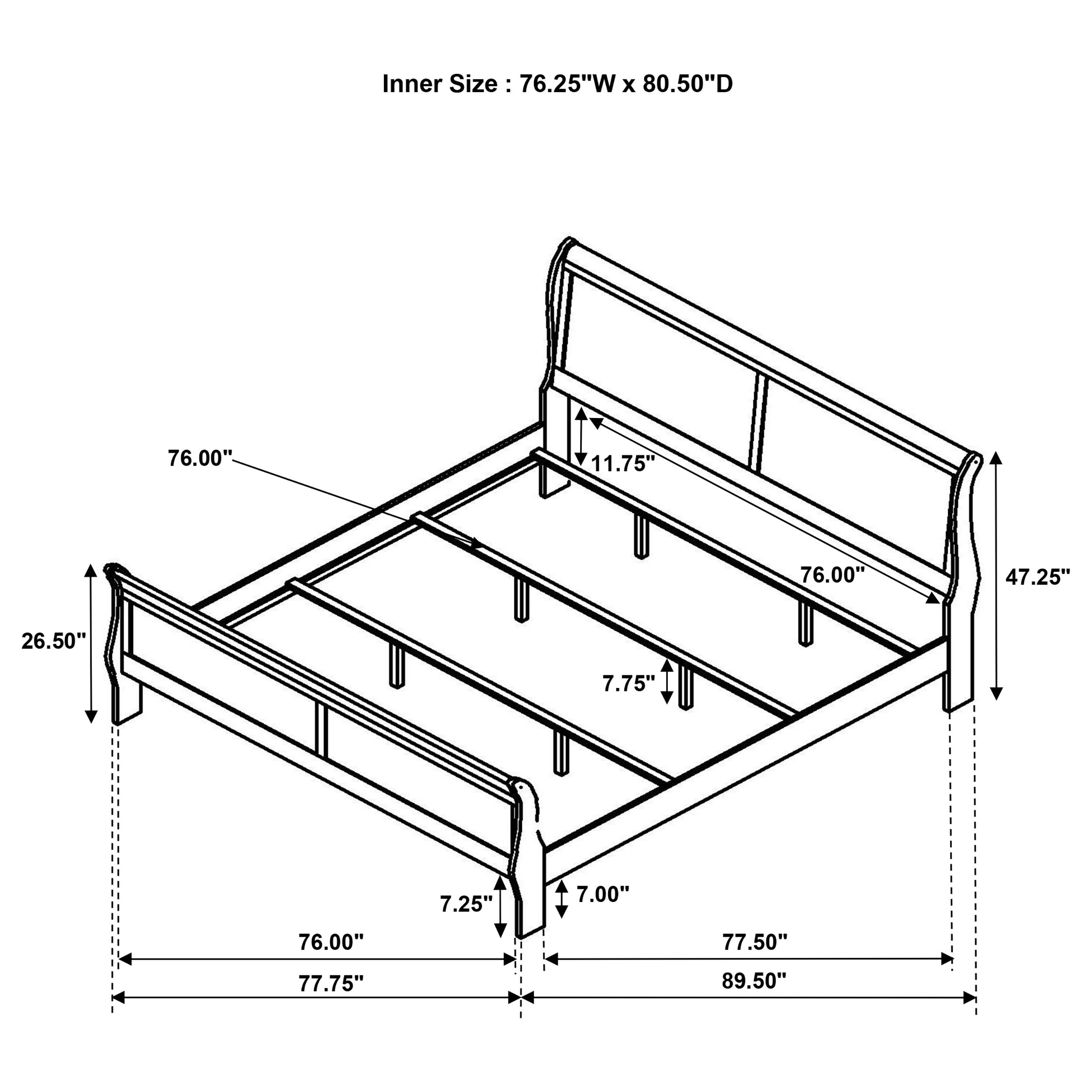 Louis Philippe Sleigh Panel Bed - Luxury Home Furniture (MI)