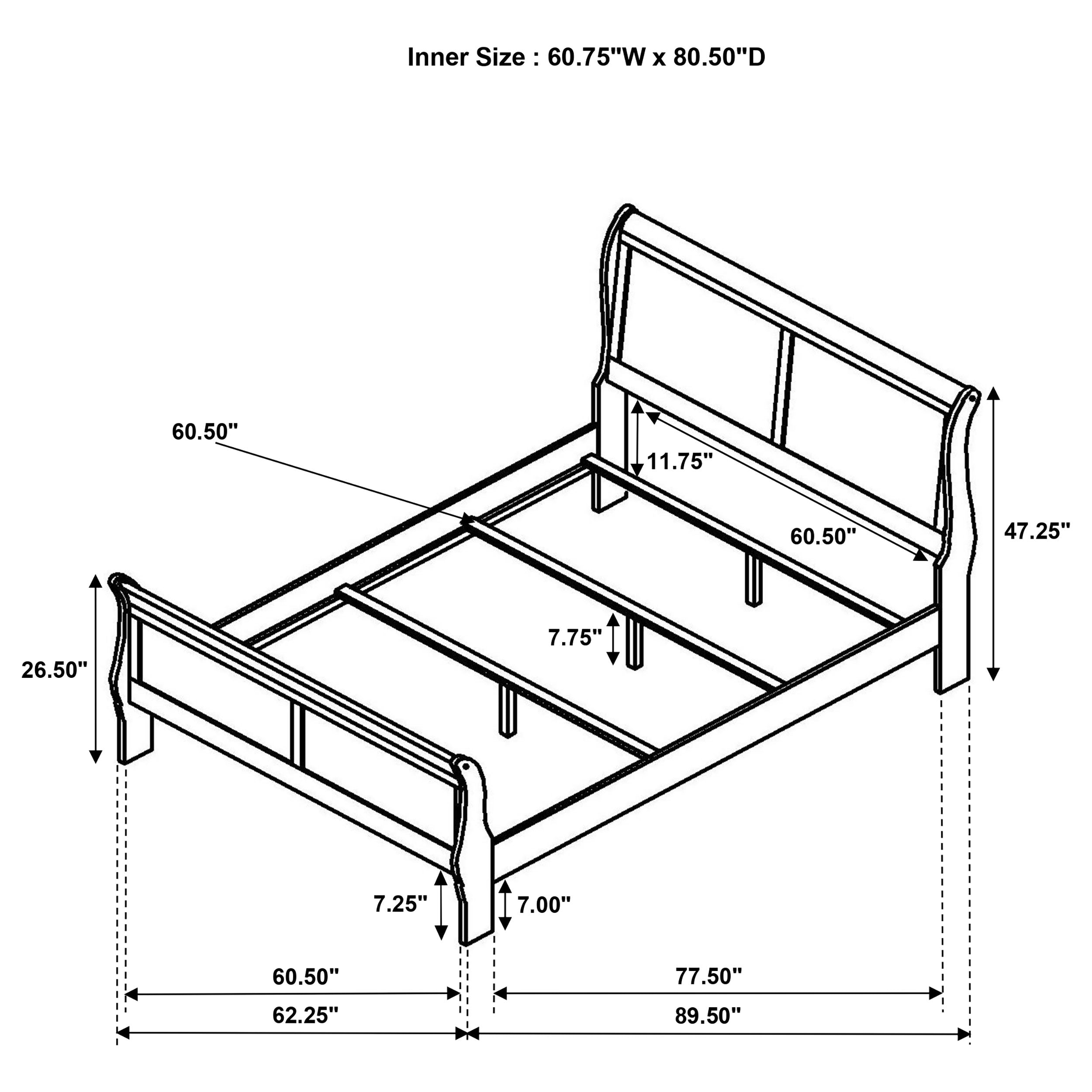 Louis Philippe Sleigh Panel Bed - Luxury Home Furniture (MI)
