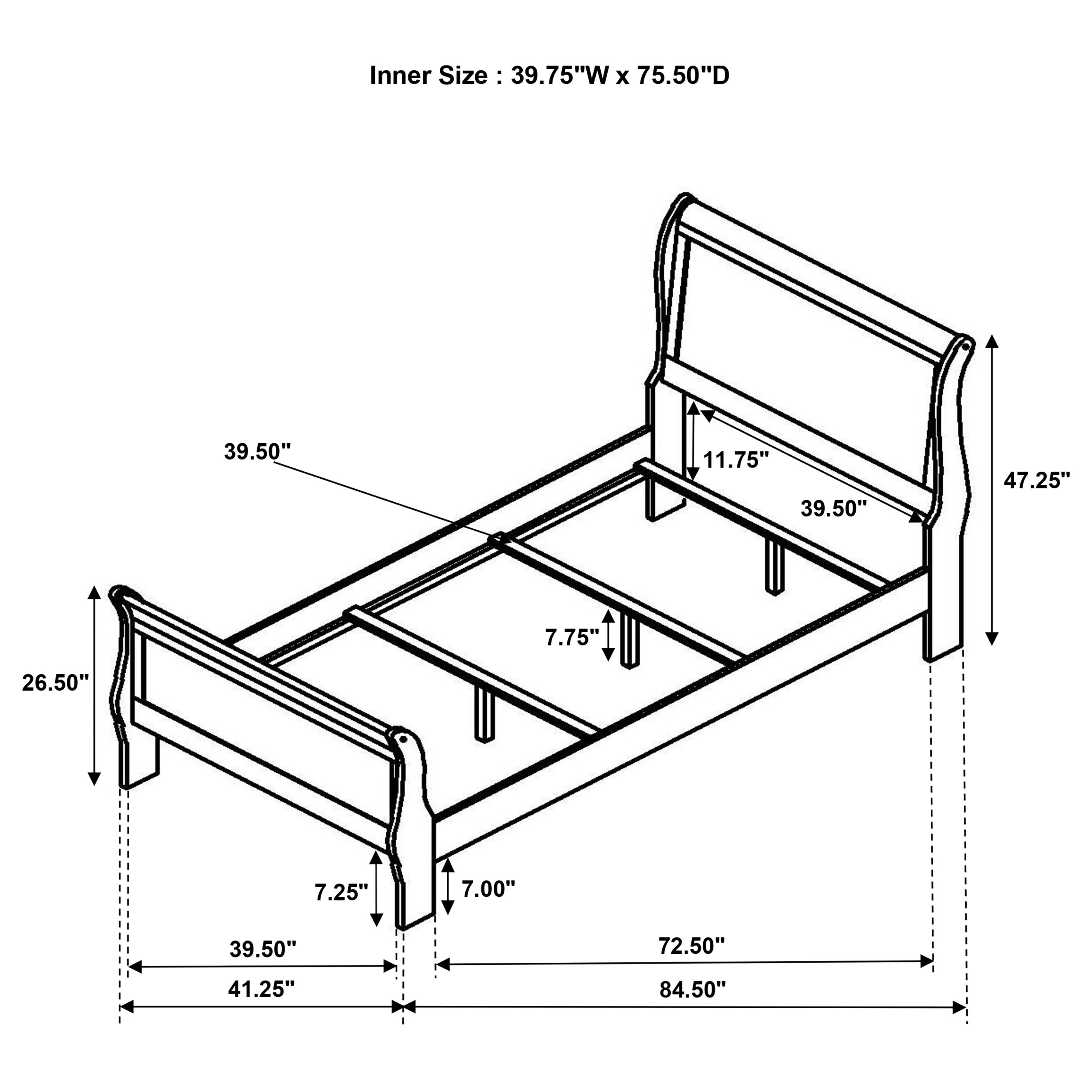 Louis Philippe Sleigh Panel Bed - Luxury Home Furniture (MI)