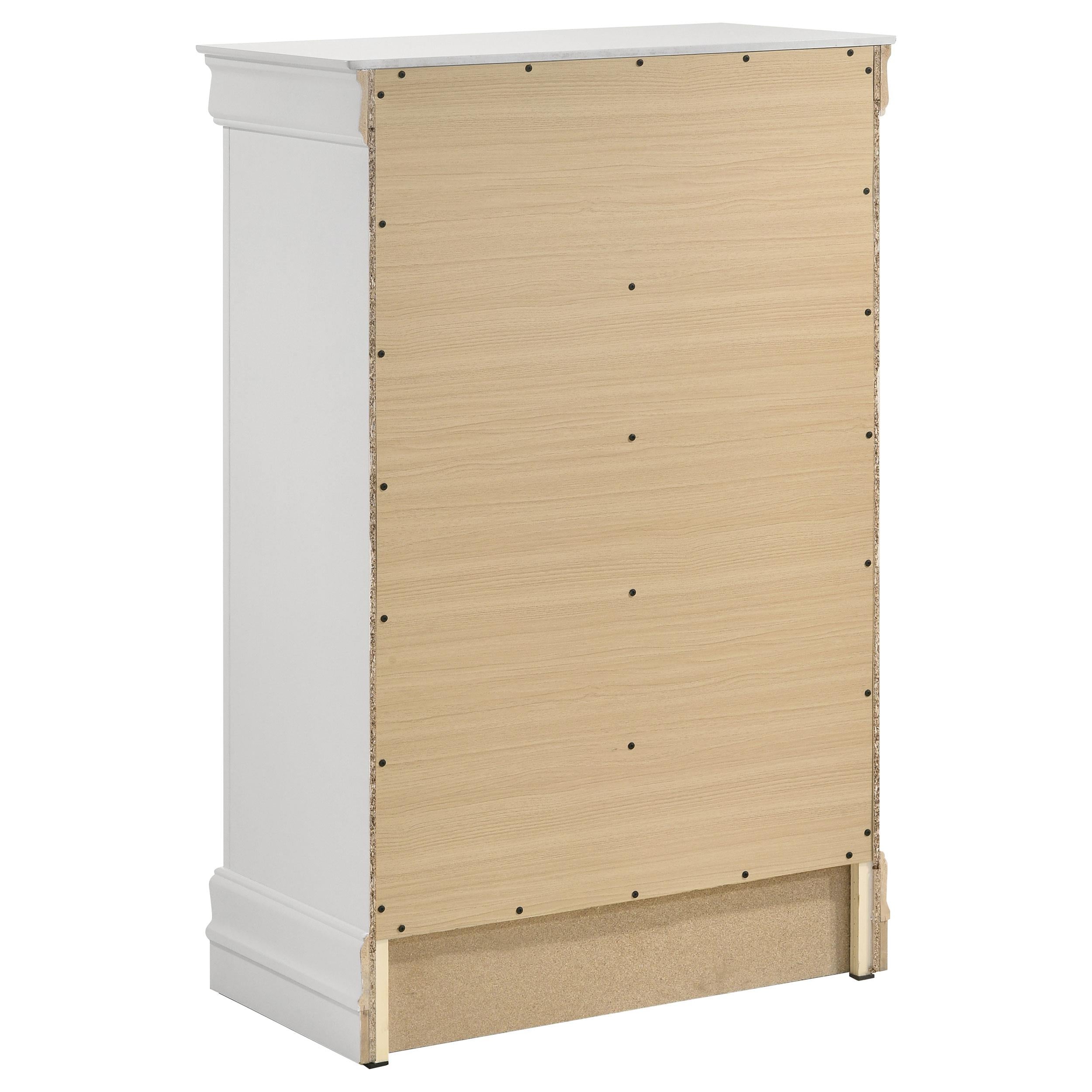 Louis Philippe 5-drawer Bedroom Chest White - Luxury Home Furniture (MI)
