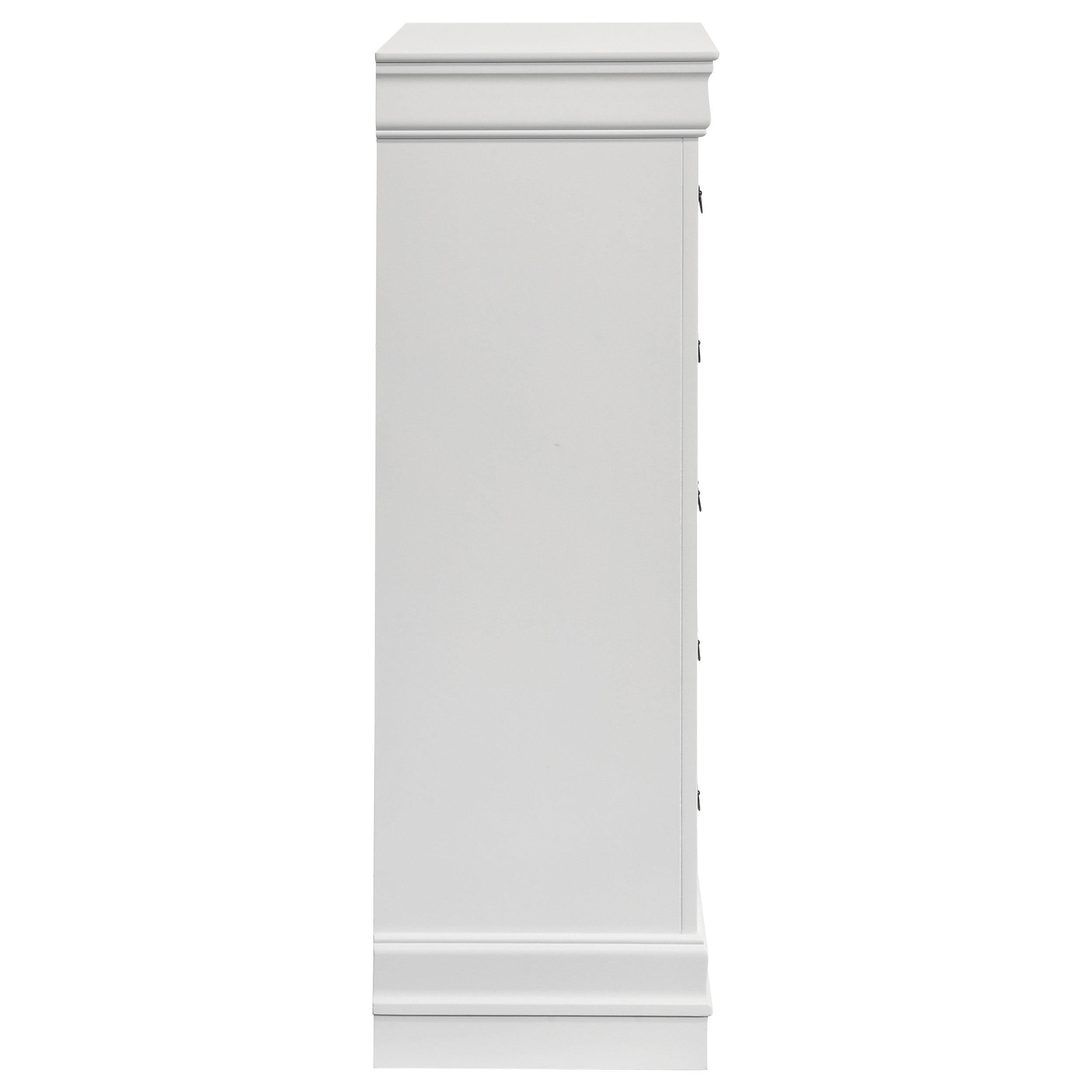 Louis Philippe 5-drawer Bedroom Chest White - Luxury Home Furniture (MI)