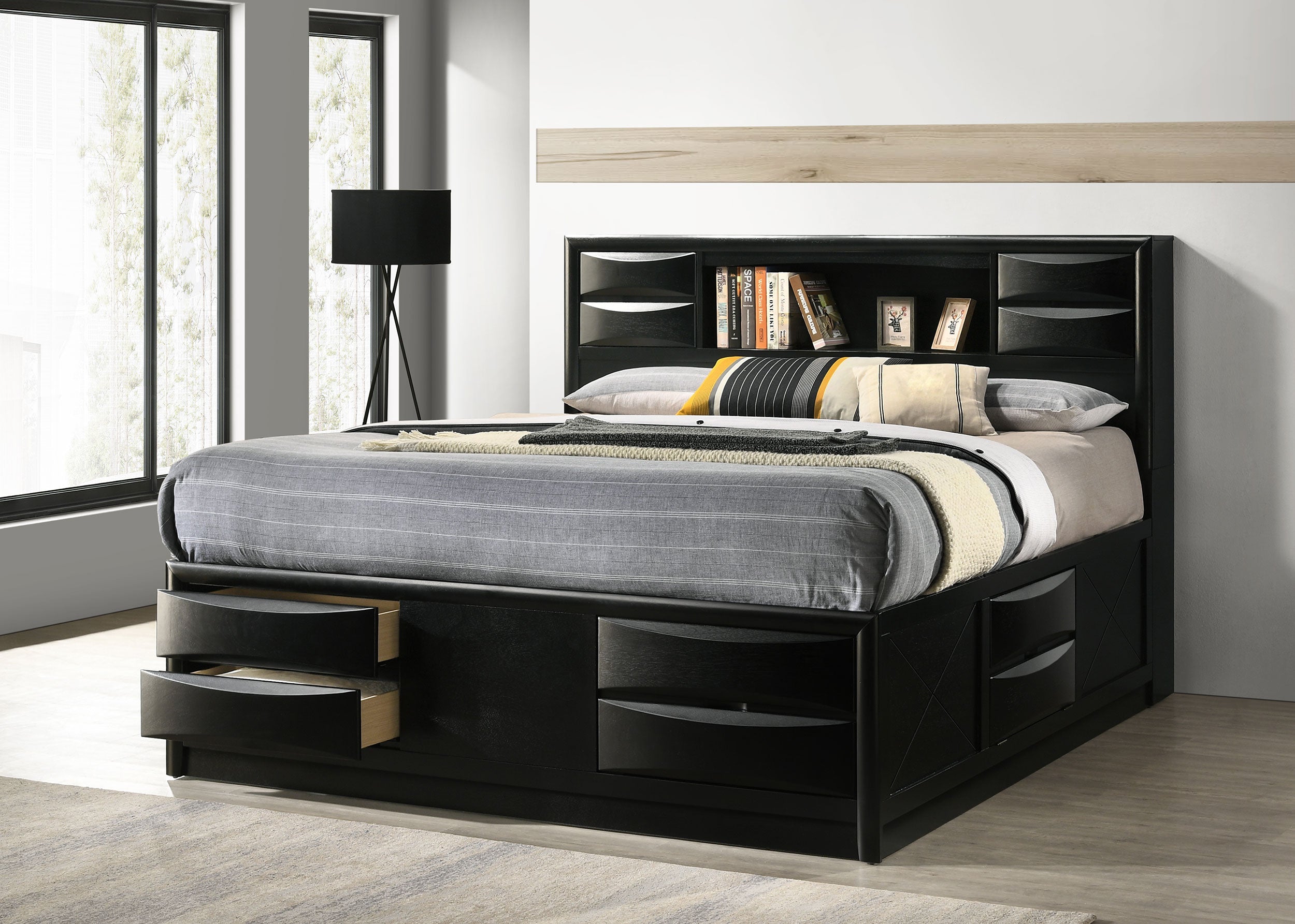 Briana Bookcase Platform Storage Bed - Luxury Home Furniture (MI)