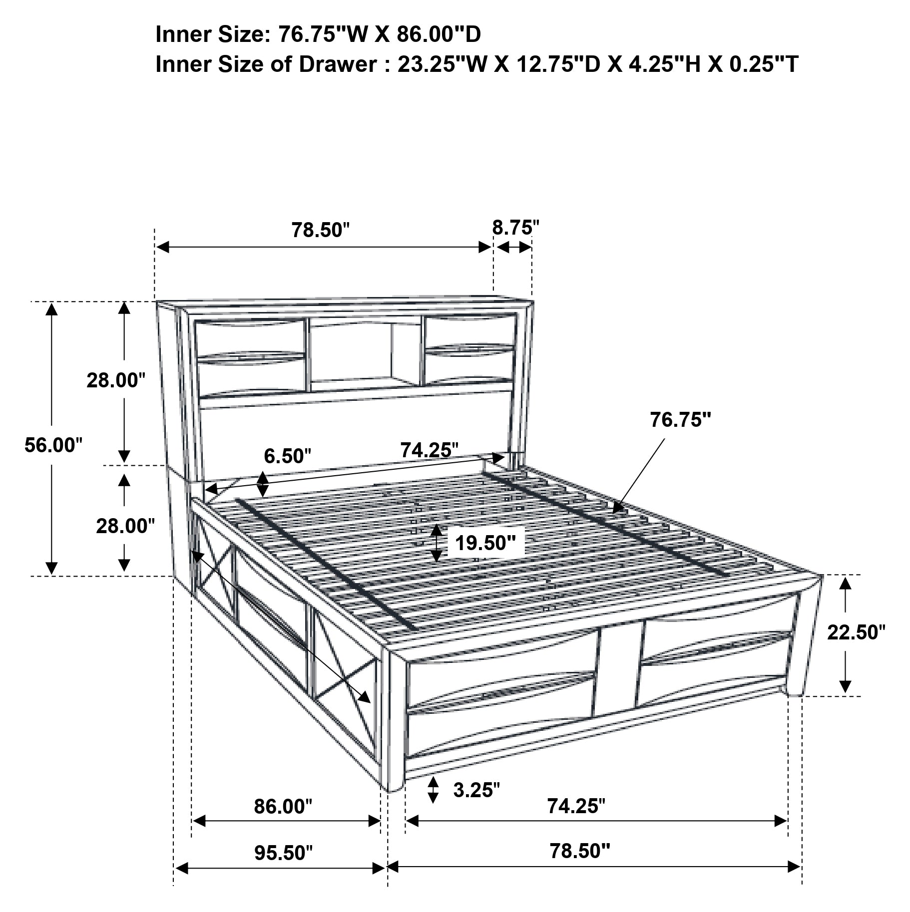 Briana Bookcase Platform Storage Bed - Luxury Home Furniture (MI)
