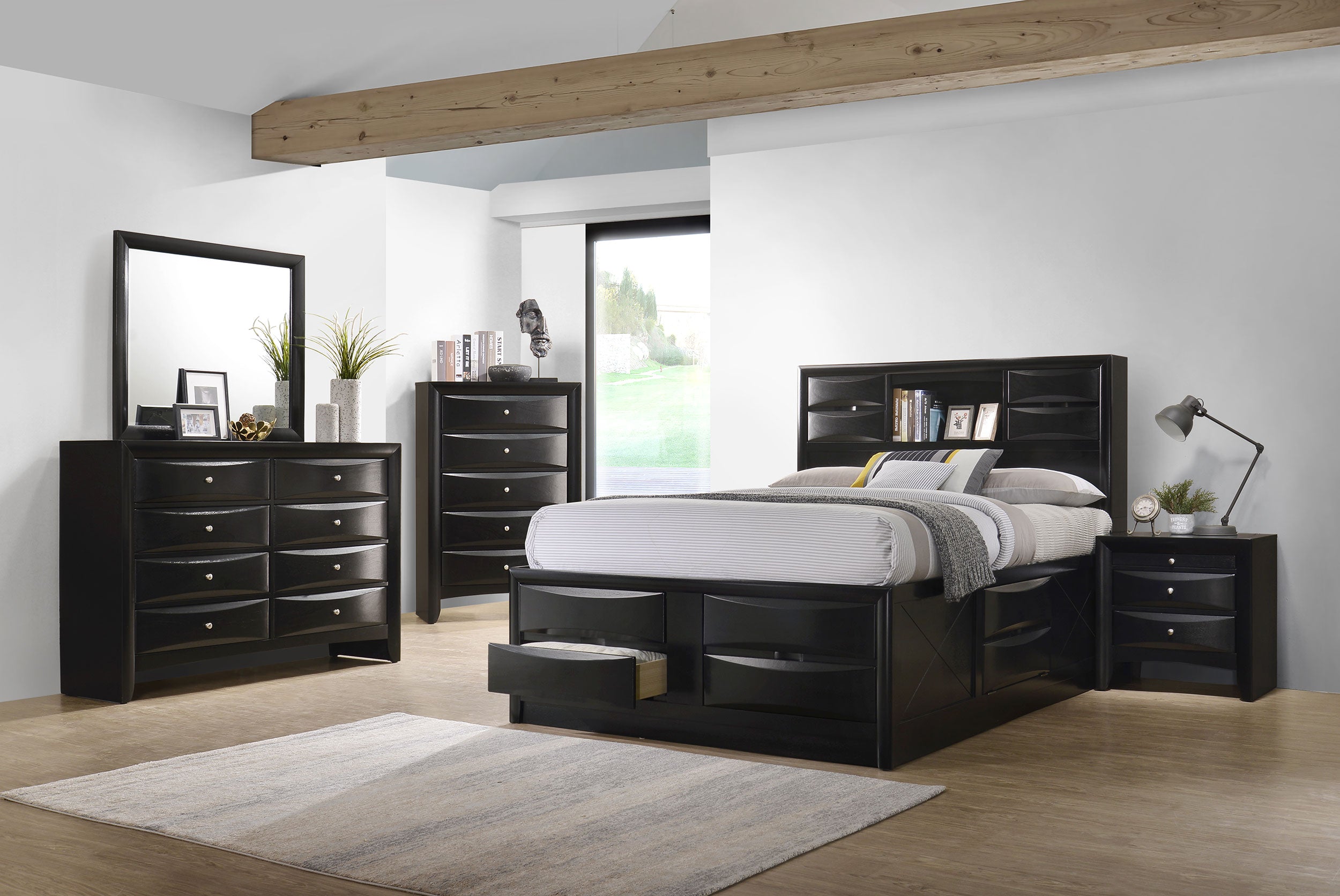 Briana Bookcase Platform Storage Bed - Luxury Home Furniture (MI)