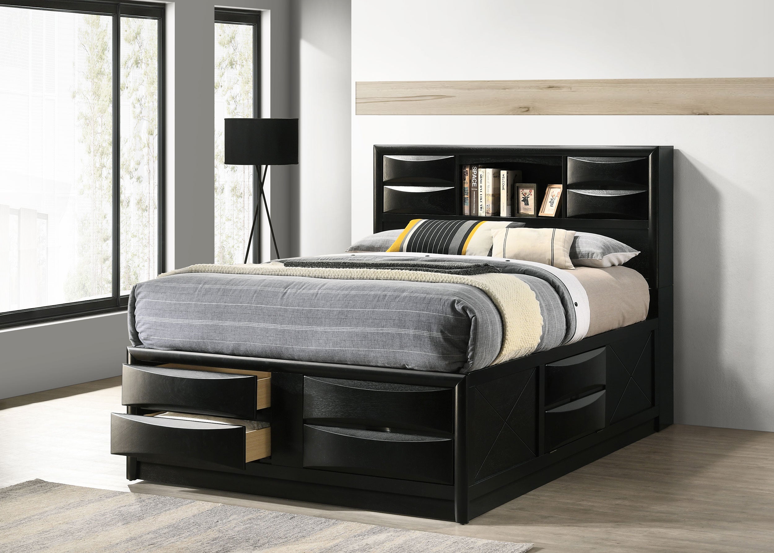 Briana Bookcase Platform Storage Bed - Luxury Home Furniture (MI)