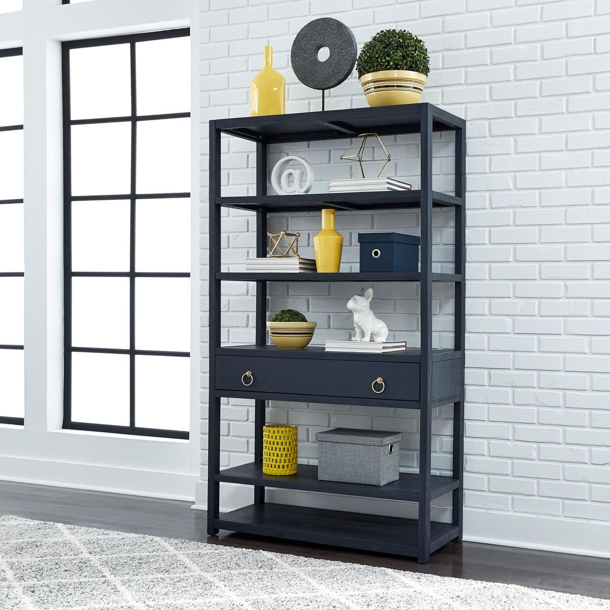 Liberty Furniture Midnight Accent Bookcase in Wire Brushed Denim - Luxury Home Furniture (MI)