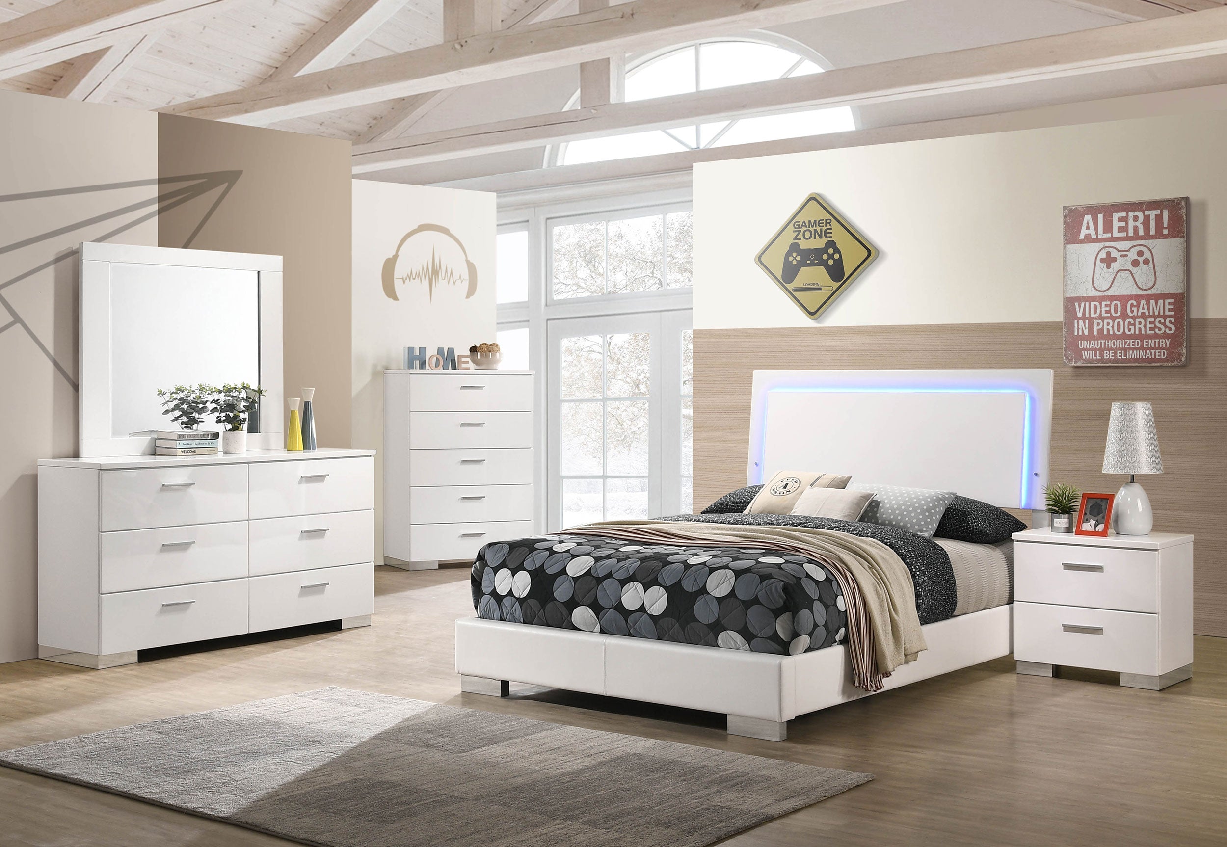 Felicity Panel Bed with LED Lighting