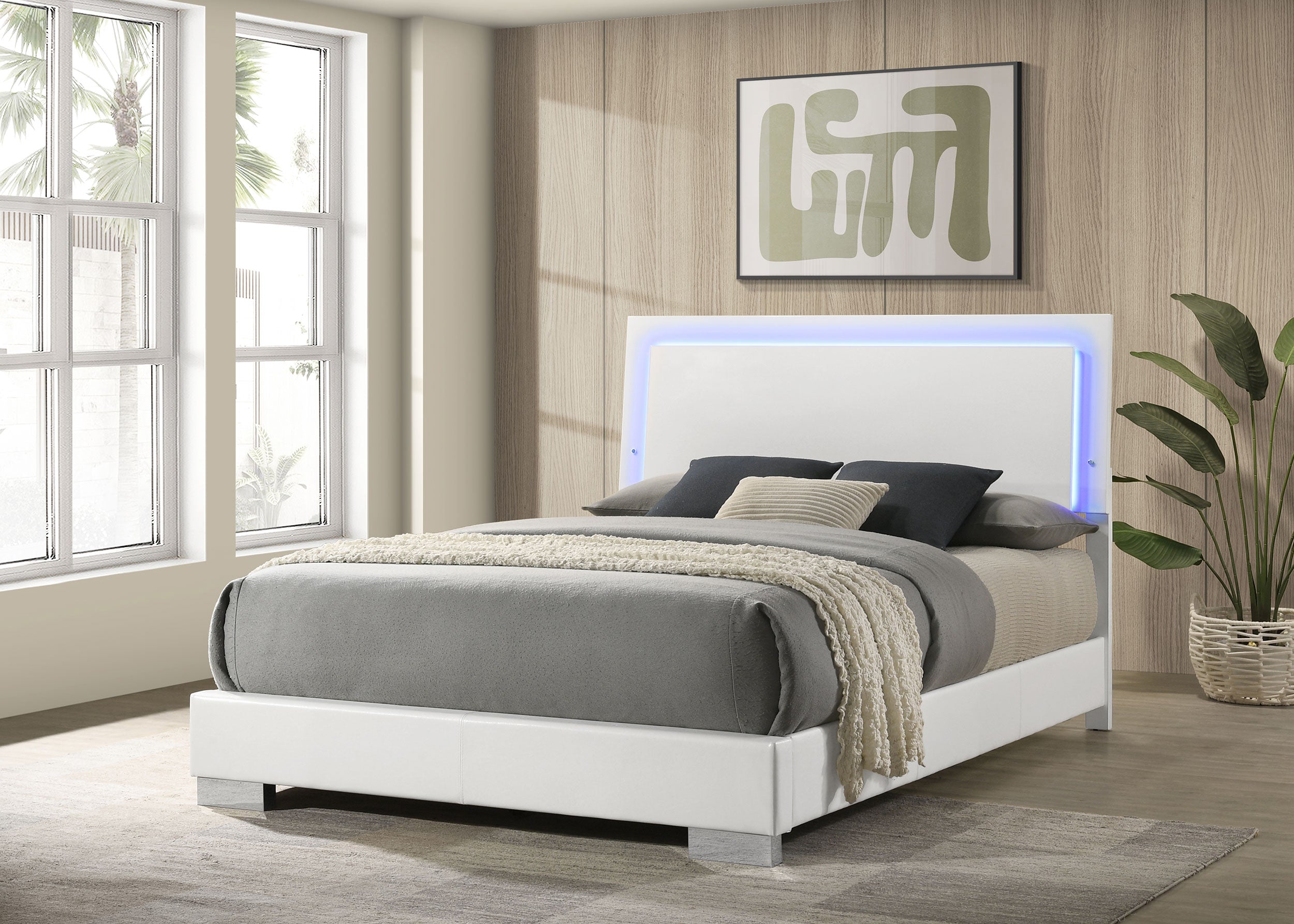 Felicity Panel Bed with LED Lighting - Luxury Home Furniture (MI)