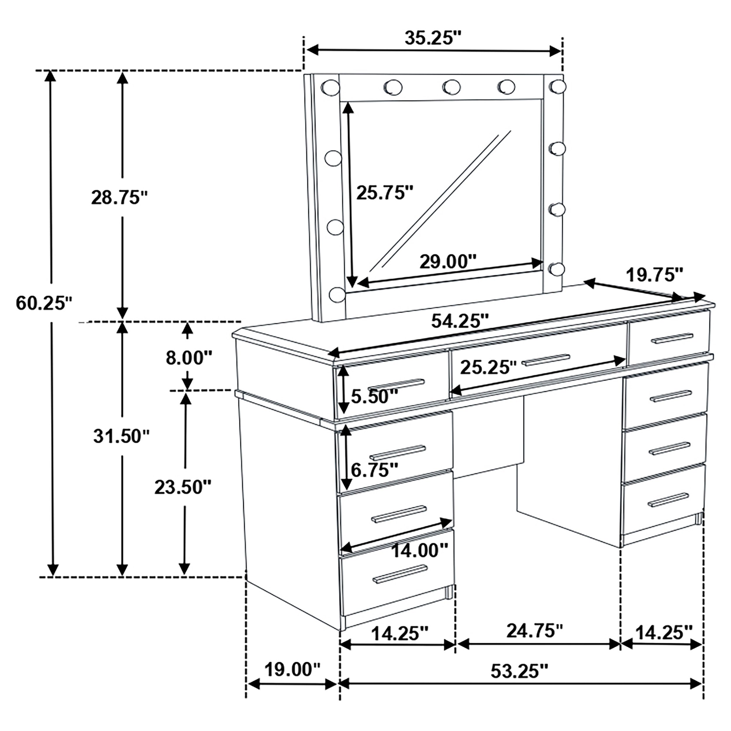 Felicity Makeup Vanity Table with LED Mirror - Luxury Home Furniture (MI)
