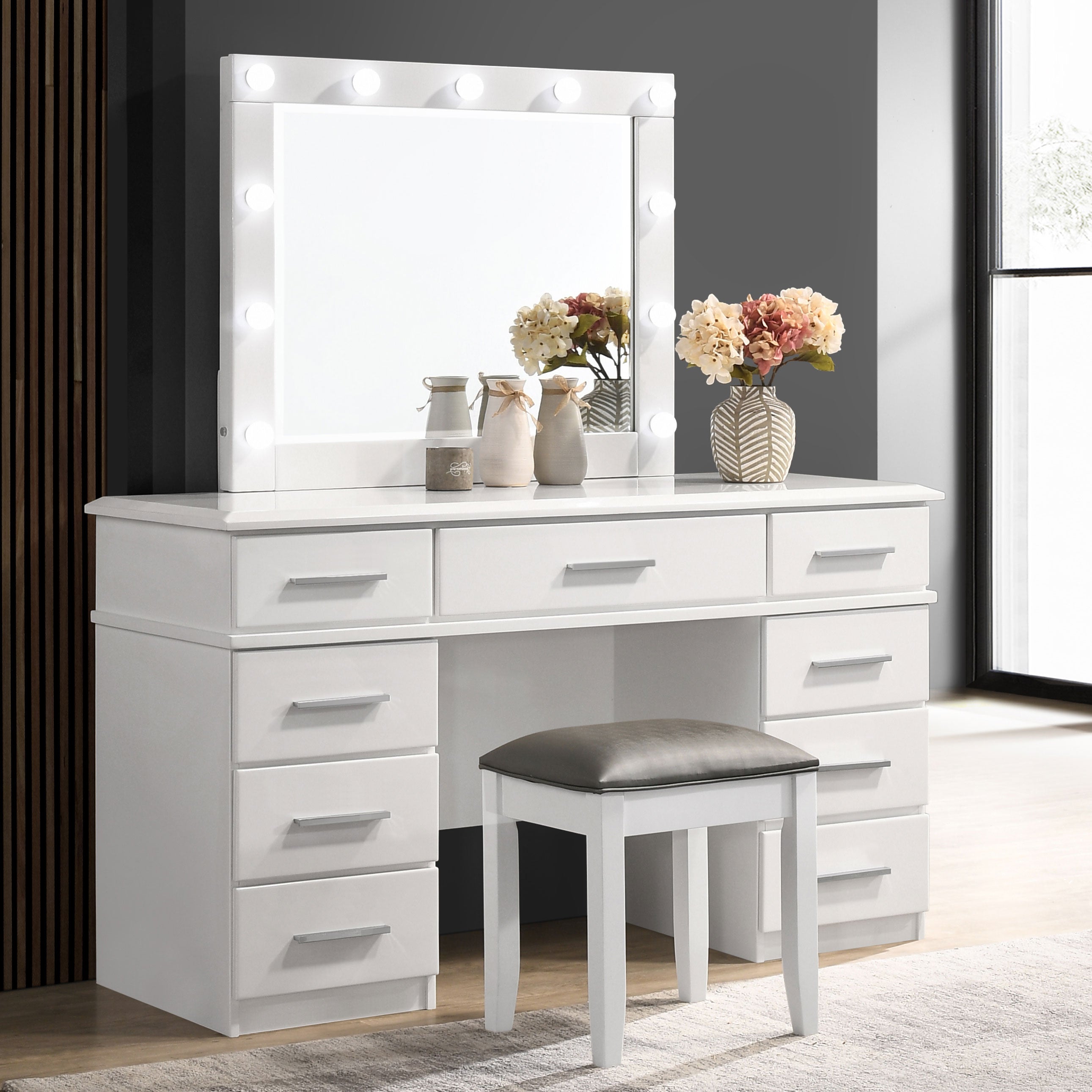 Felicity Makeup Vanity Table with LED Mirror - Luxury Home Furniture (MI)
