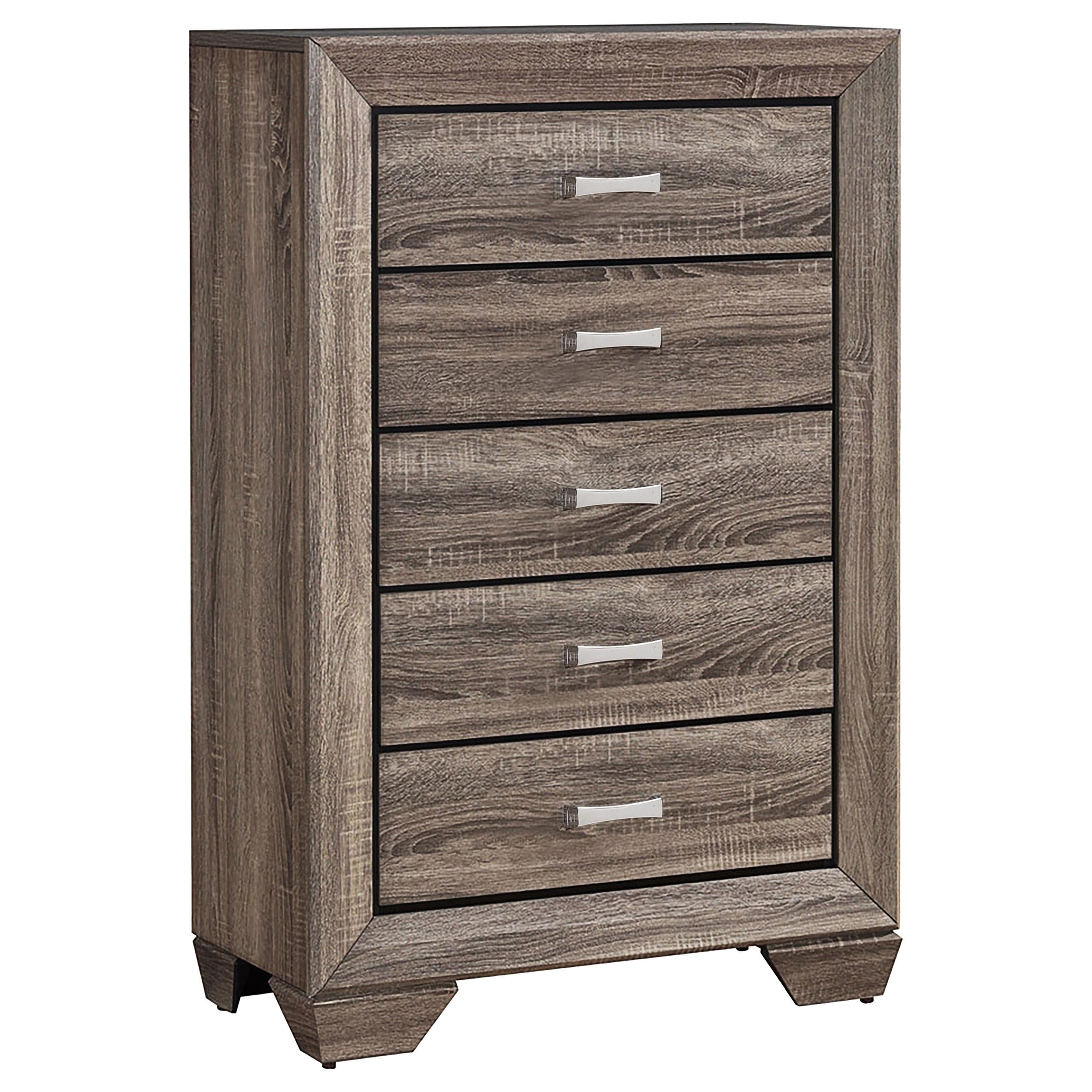 Kauffman 5-drawer Chest Washed Taupe - Luxury Home Furniture (MI)