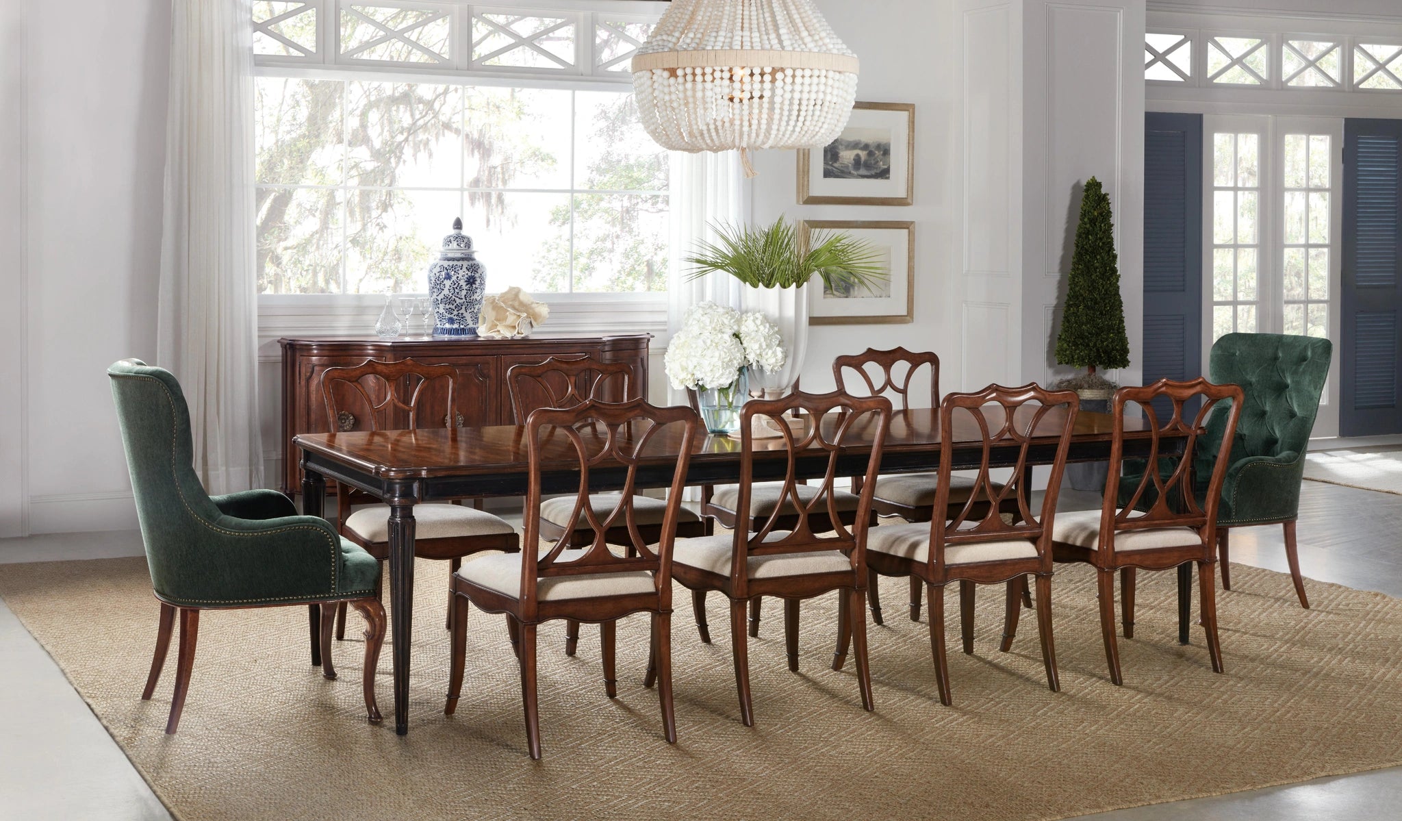 Charleston Rectangle Leg Dining Table w-2-22in leaves