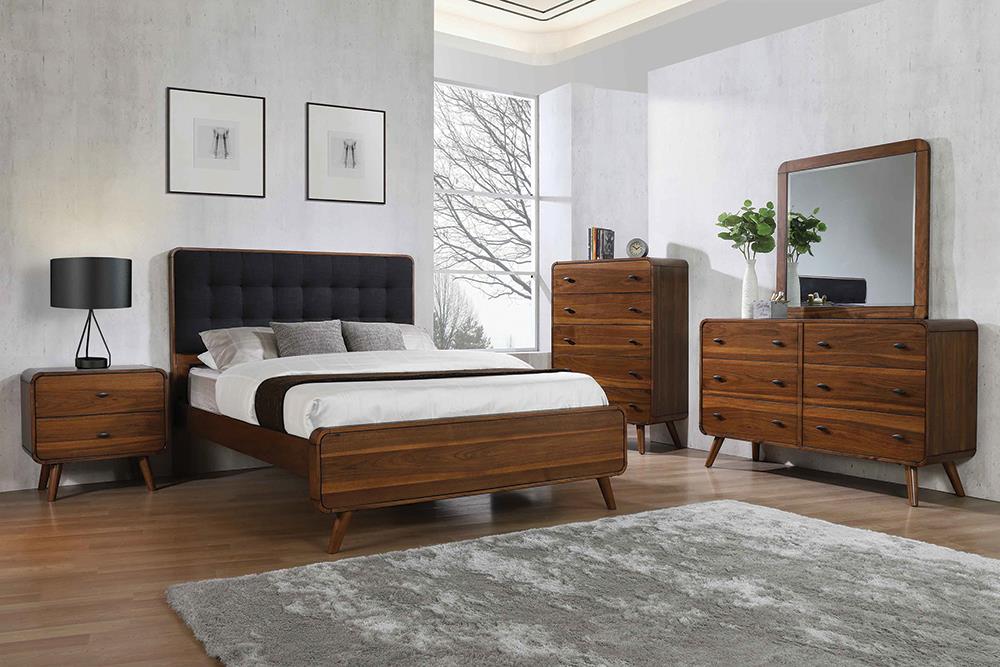 Robyn Bedroom Set with Upholstered Tufted Headboard Dark Walnut - Luxury Home Furniture (MI)
