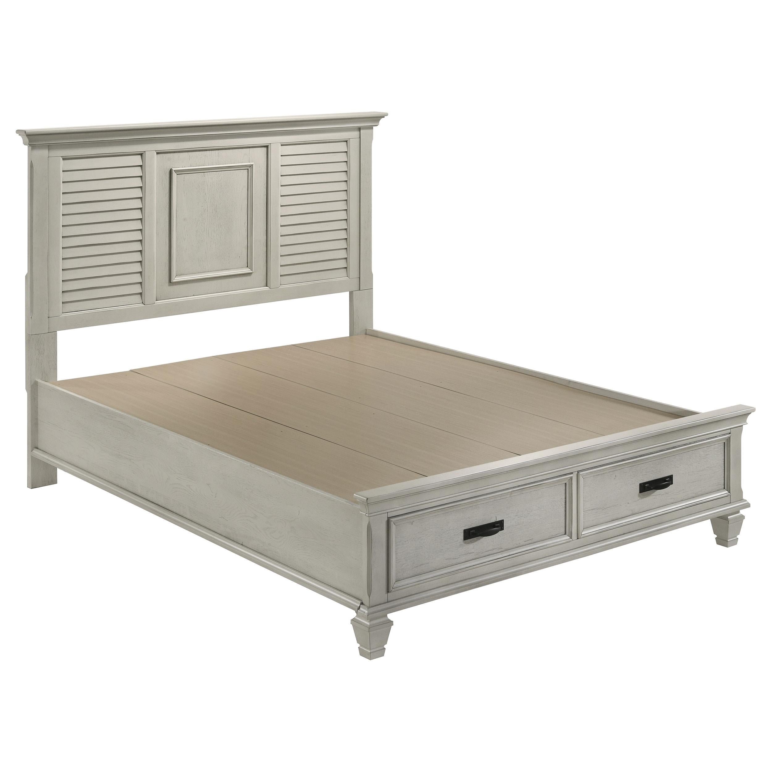 Franco Eastern King & Queen Storage Bed Antique White - Luxury Home Furniture (MI)