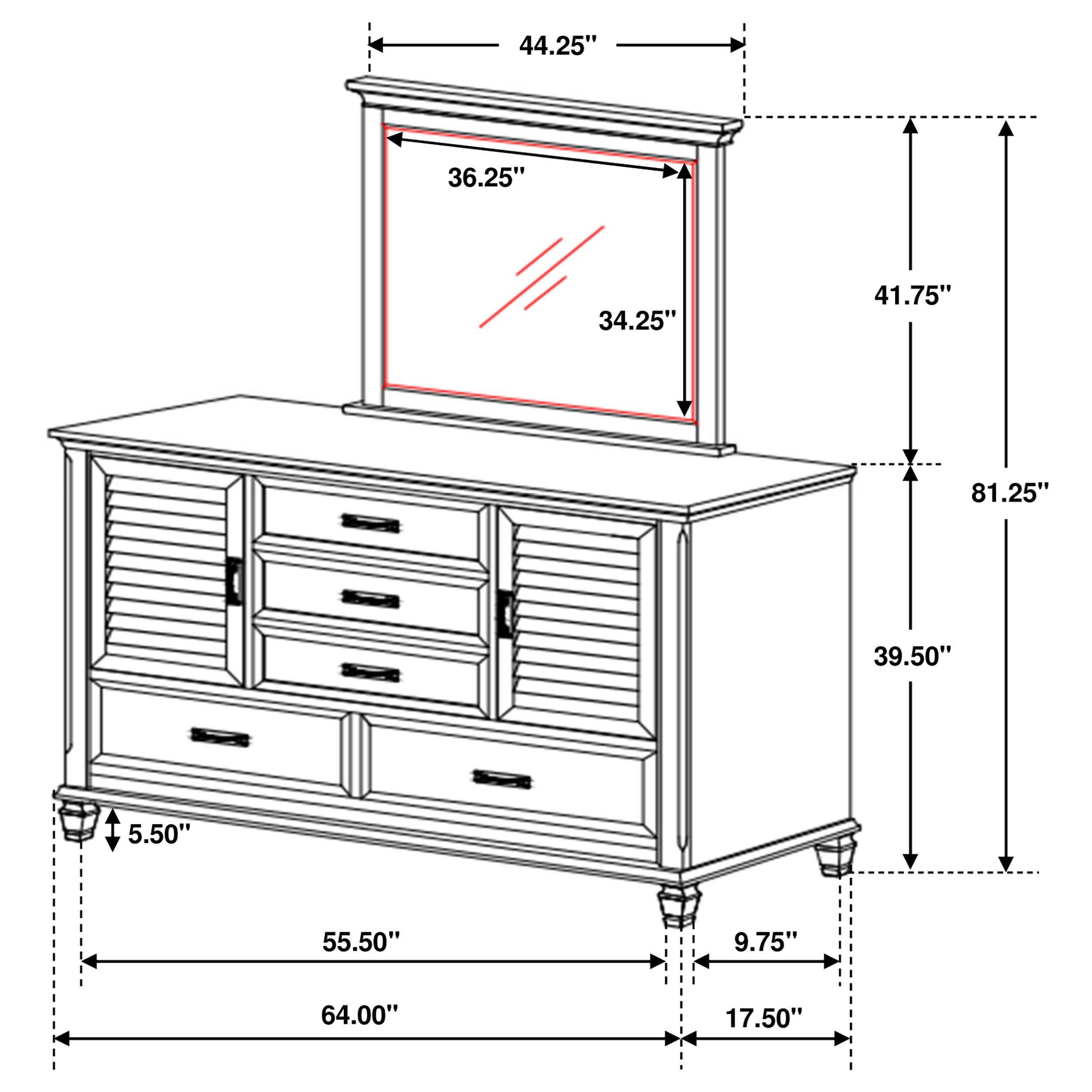 Franco Dresser with Mirror - Luxury Home Furniture (MI)