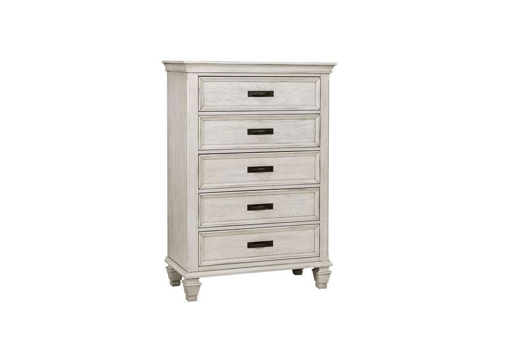 Franco 5-drawer Chest Antique White - Luxury Home Furniture (MI)